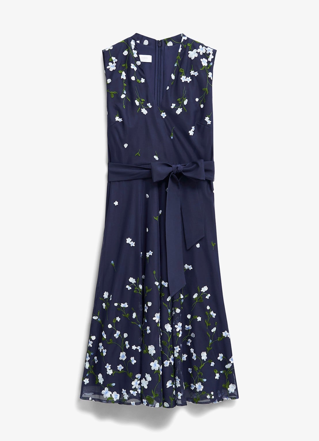 Hobbs Aria midi jurk met bloemenprint - voorkant 2 donkerblauw