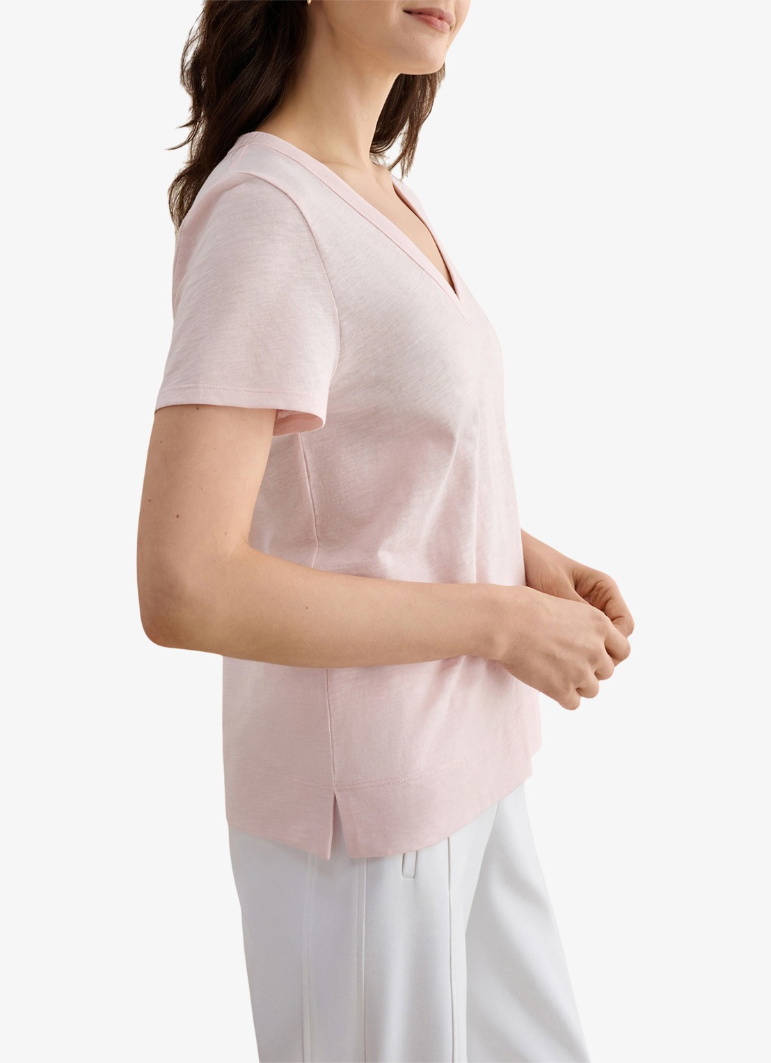 Hobbs Arianna T-shirt met V-hals - detail roze