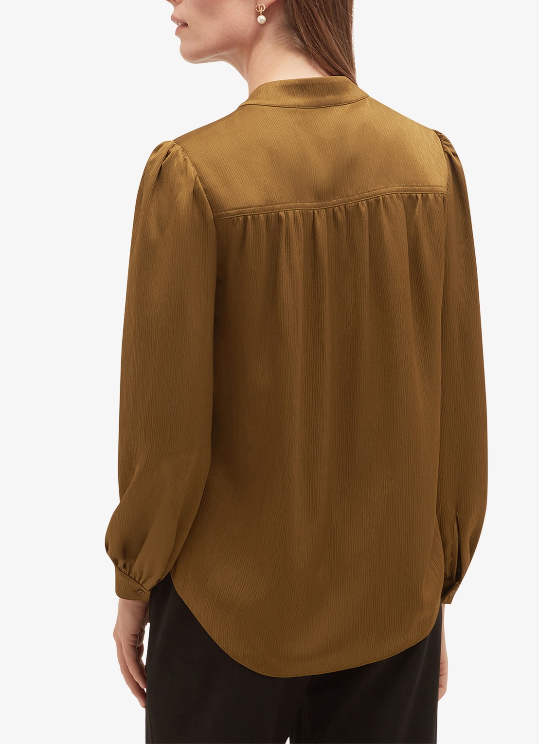 Hobbs Aubrey blouse met V-hals - achterkant 2 khaki