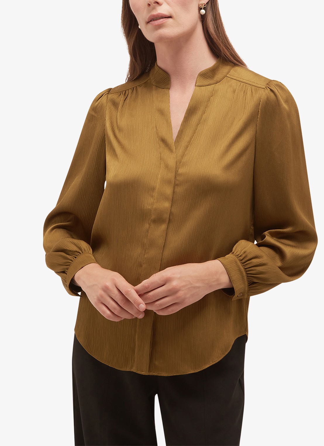 Hobbs Aubrey blouse met V-hals - detail 3 khaki