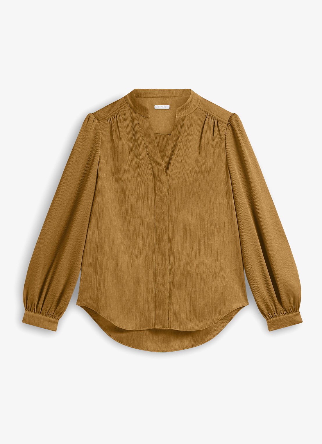 Hobbs Aubrey blouse met V-hals - voorkant khaki