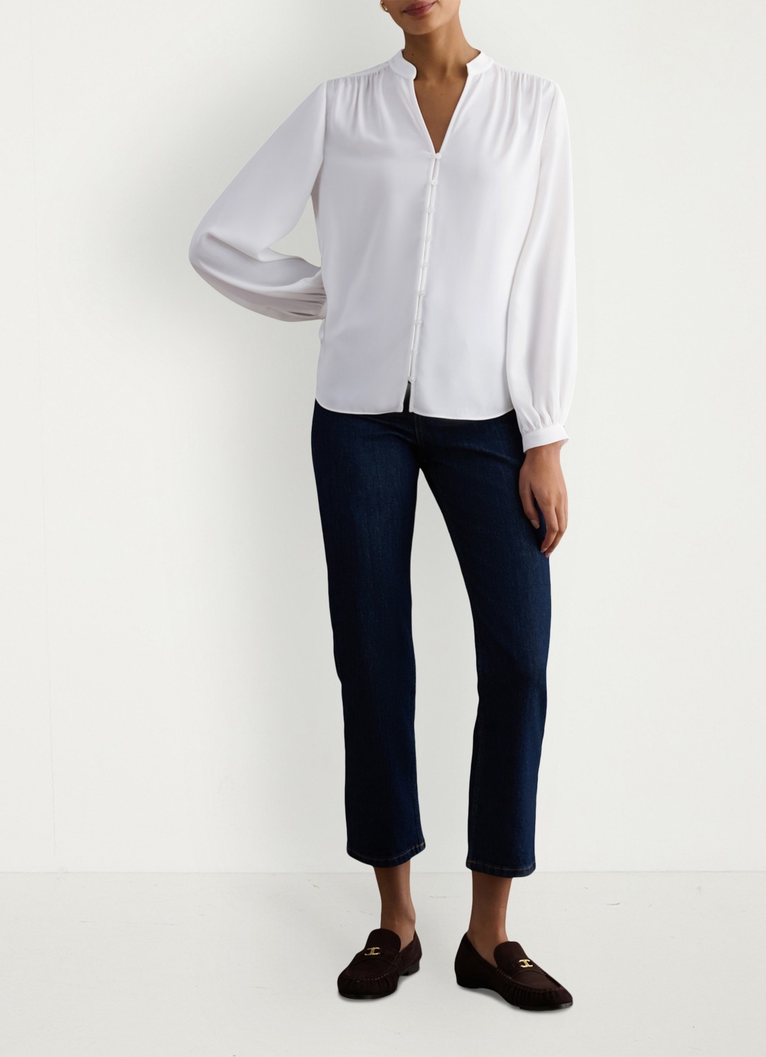 Hobbs Blair blouse met pofmouw - voorkant 6 ivoor