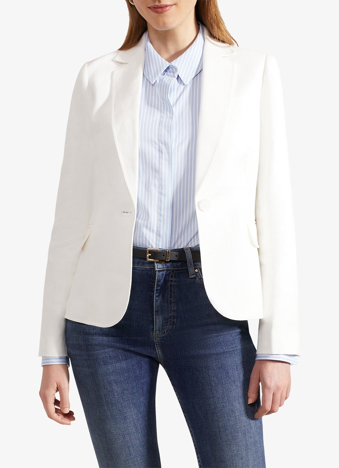 Hobbs Blake blazer van linnen met klepzakken - detail 2 ivoor