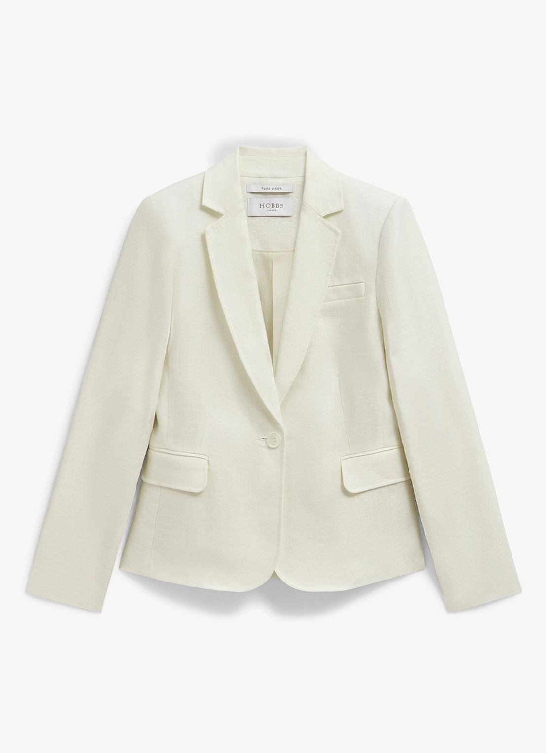 Hobbs Blake blazer van linnen met klepzakken - voorkant 5 ivoor