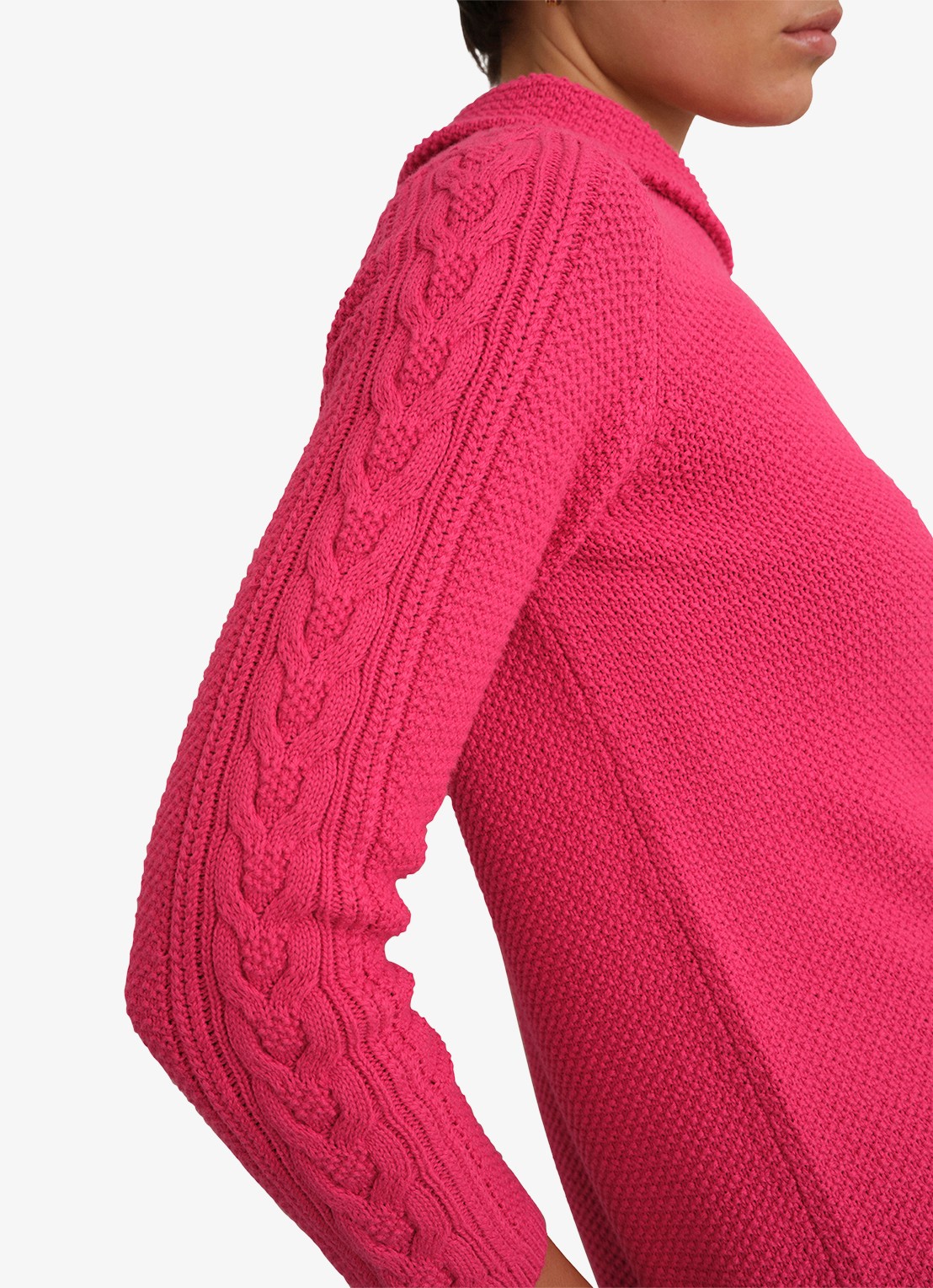 Hobbs Camilla grofgebreide trui met col - detail 2 roze