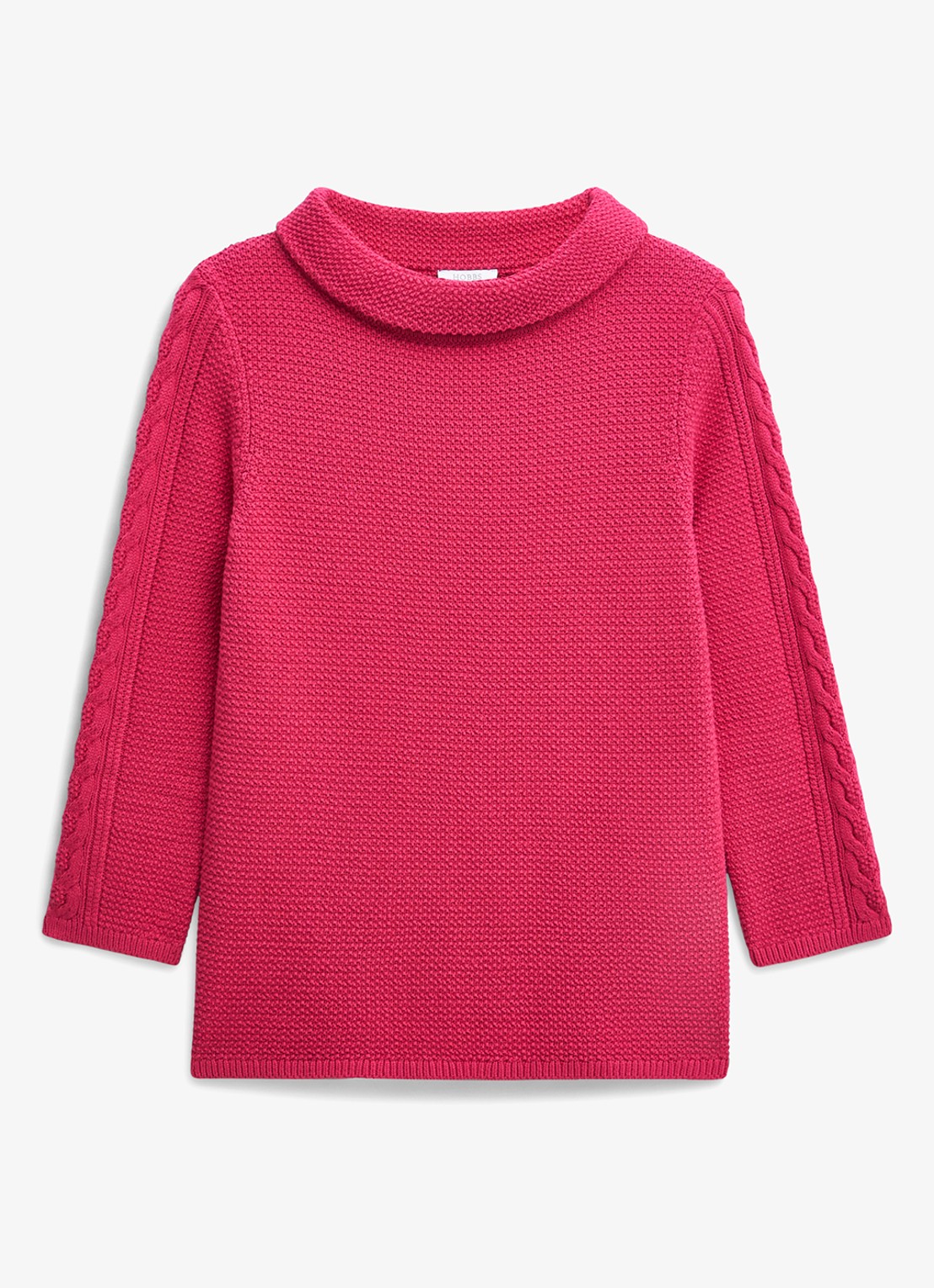 Hobbs Camilla grofgebreide trui met col - voorkant 4 roze