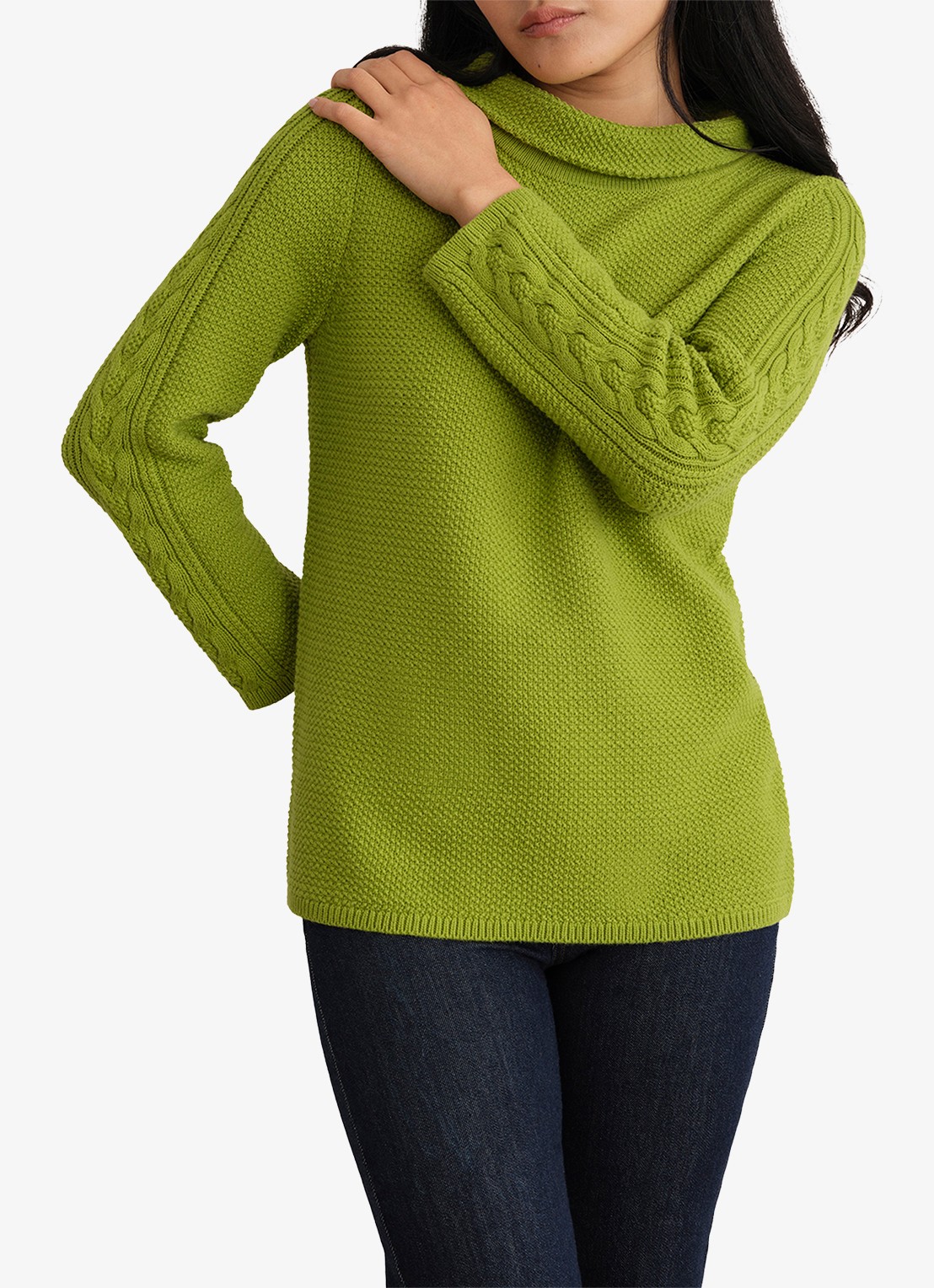 Hobbs Camilla grofgebreide trui met col - detail 3 groen