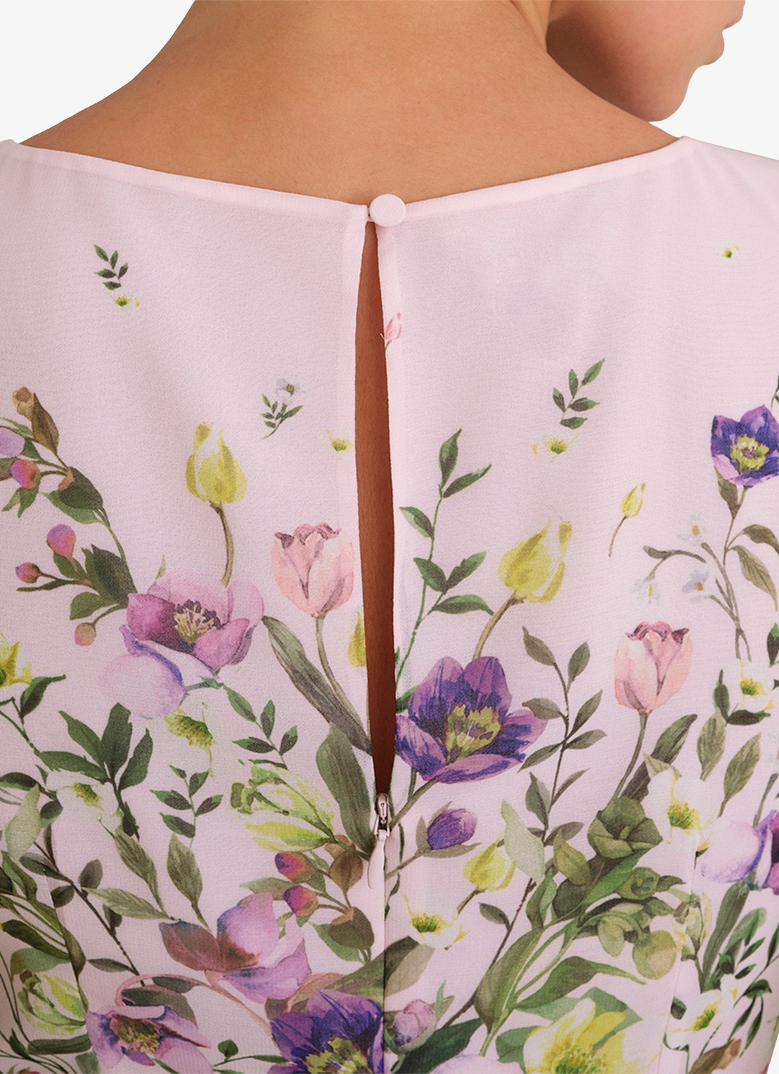 Hobbs Carly midi jurk met bloemenprint - detail 5 lichtroze