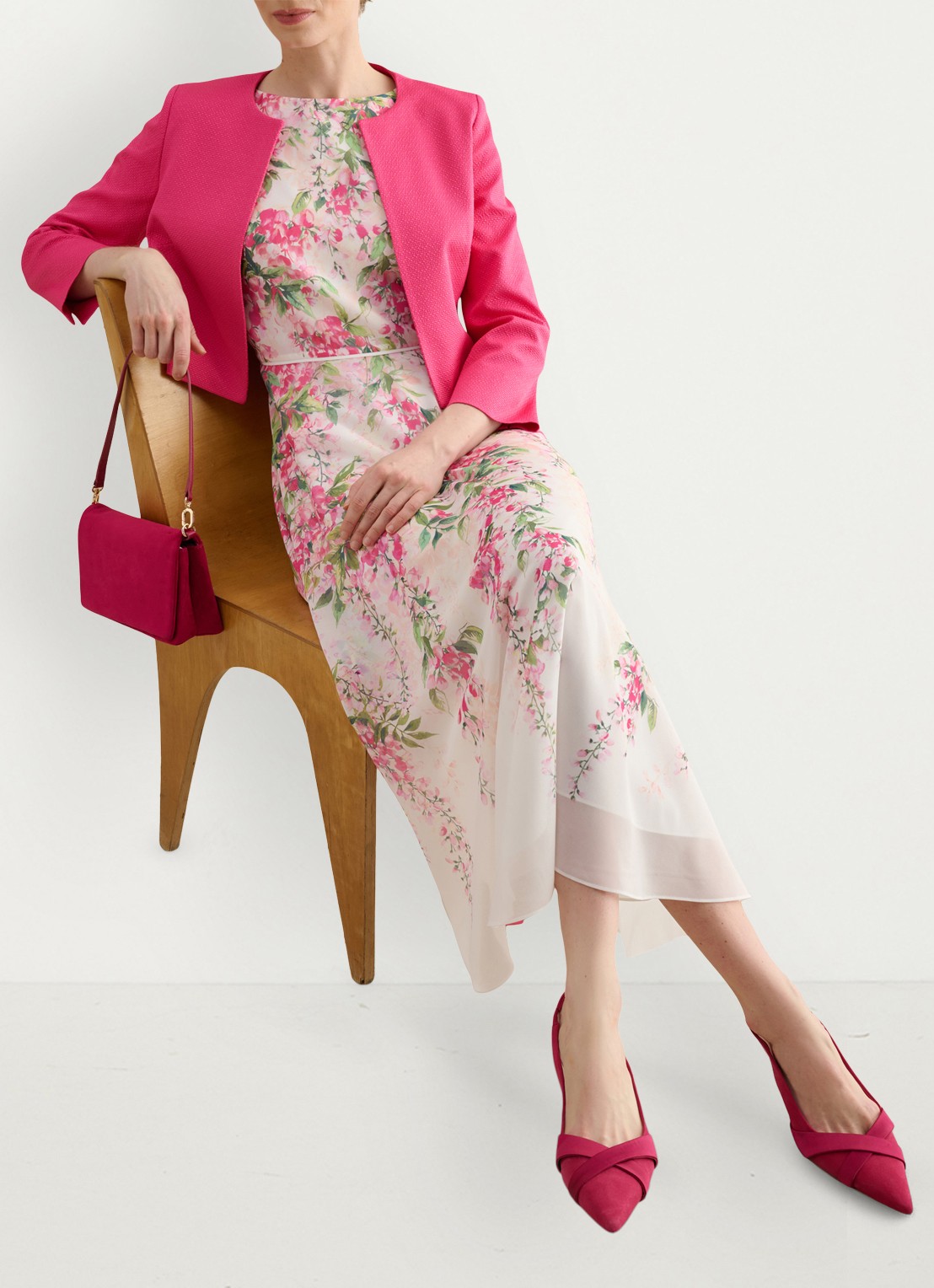 Hobbs Carly midi jurk met bloemenprint - detail 6 roze