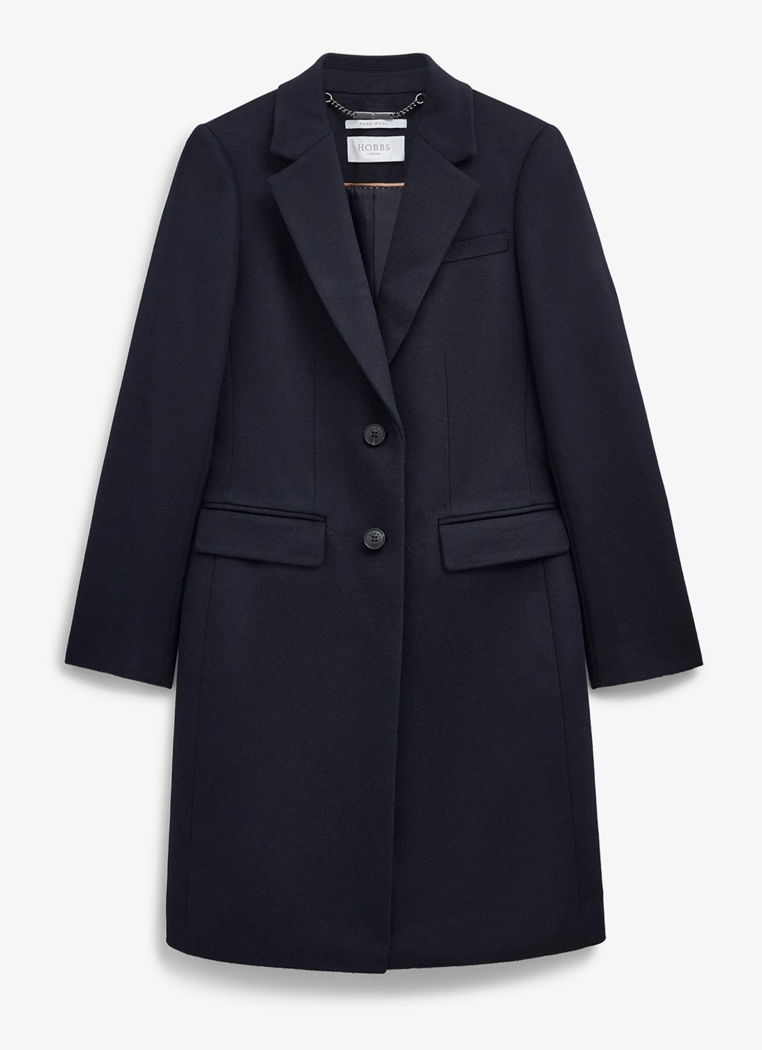 Hobbs Cavendish jas van wol met klepzakken  - voorkant donkerblauw