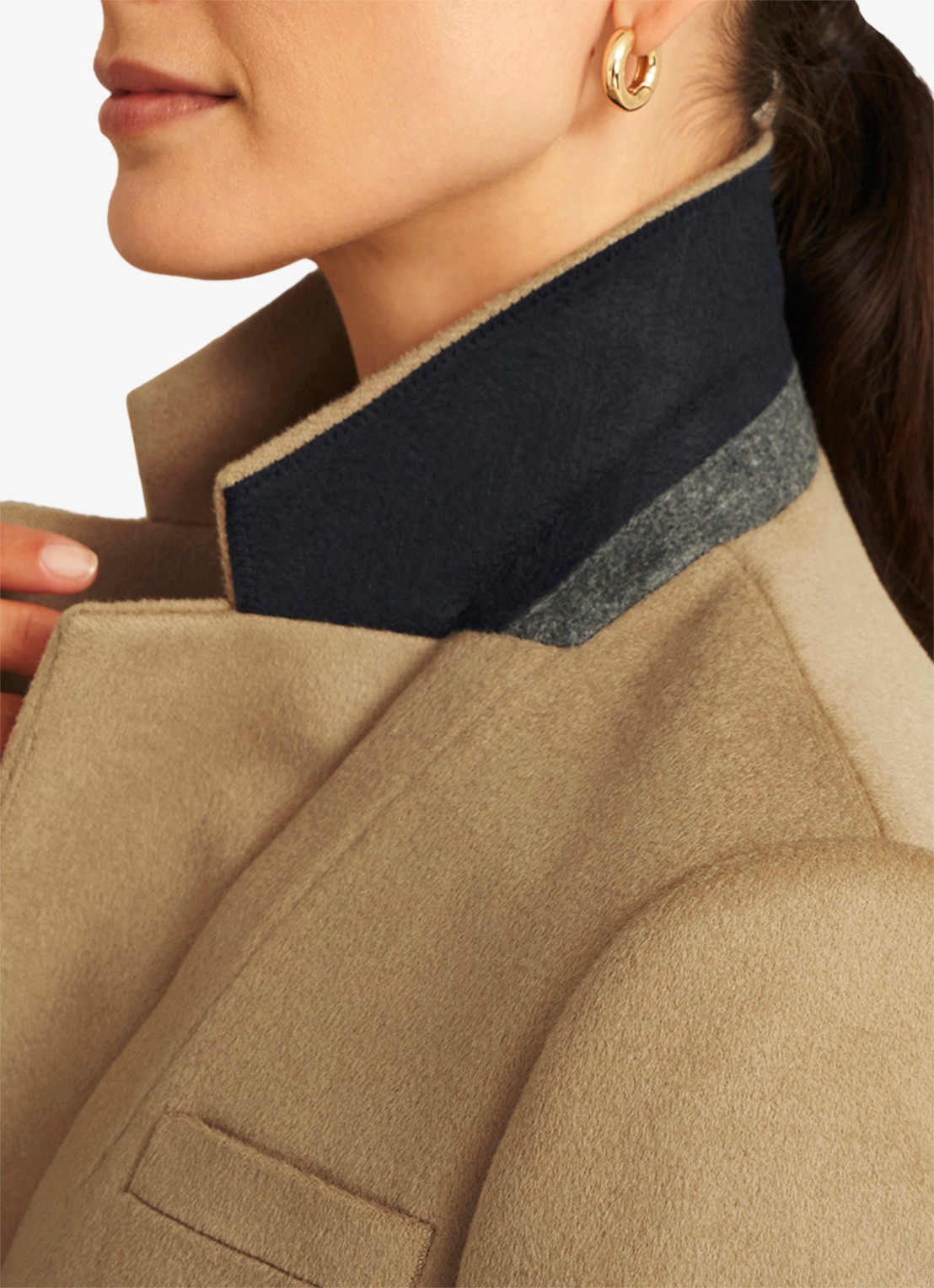 Hobbs Cavendish mantel van wol met klepzakken - detail 3 camel