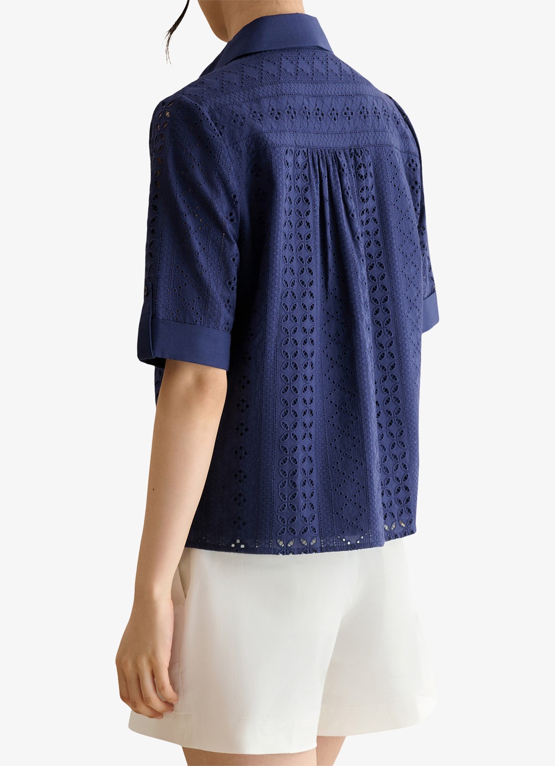 Hobbs Christie blouse met borduring - achterkant 4 donkerblauw