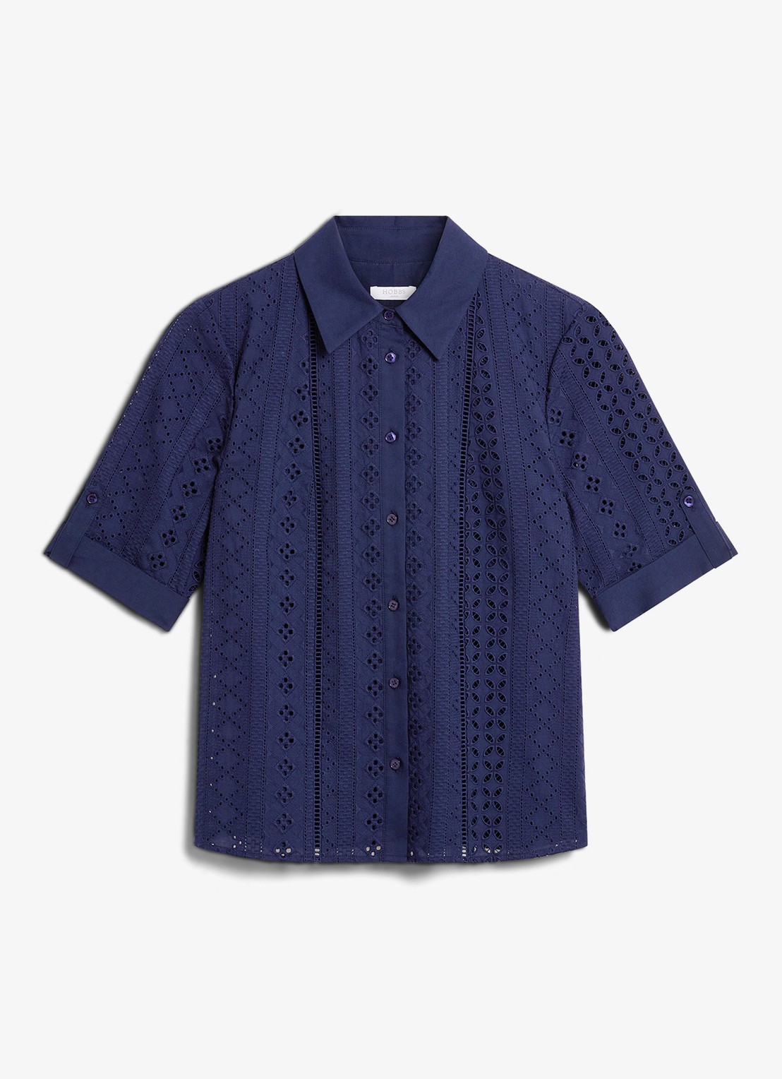 Hobbs Christie blouse met borduring - voorkant 5 donkerblauw
