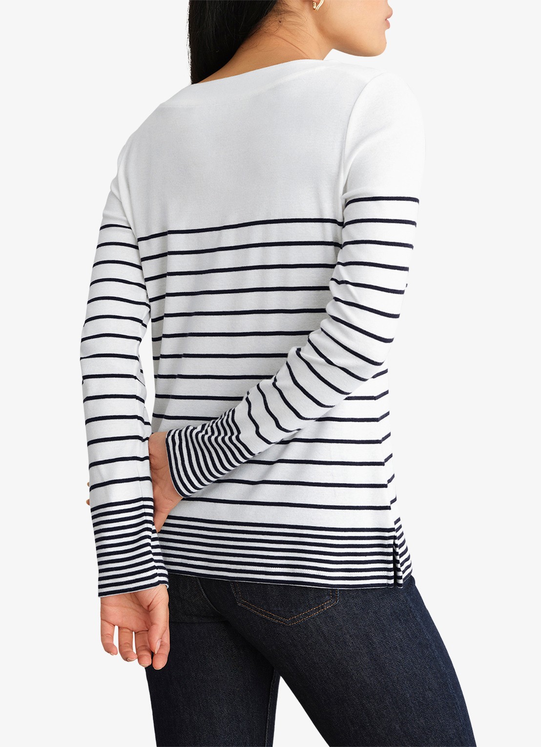 Hobbs Constance long sleeve T-shirt met boothals - achterkant 2 wit