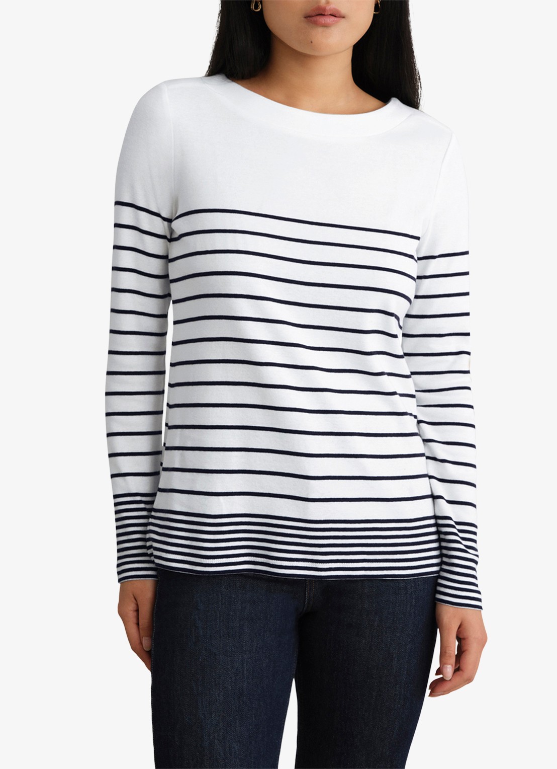 Hobbs Constance long sleeve T-shirt met boothals - detail 3 wit