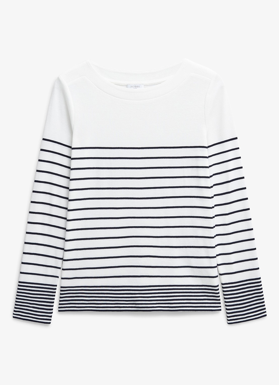 Hobbs Constance long sleeve T-shirt met boothals - voorkant wit