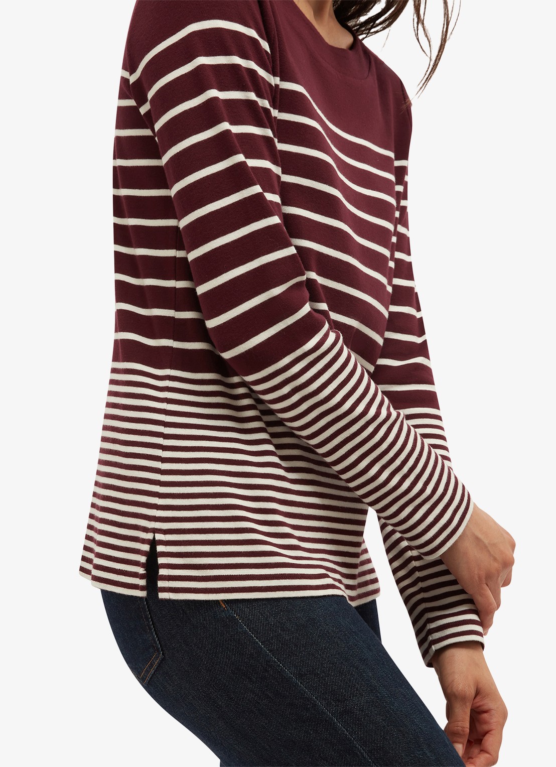 Hobbs Constance longsleeve met streepprint - detail paars