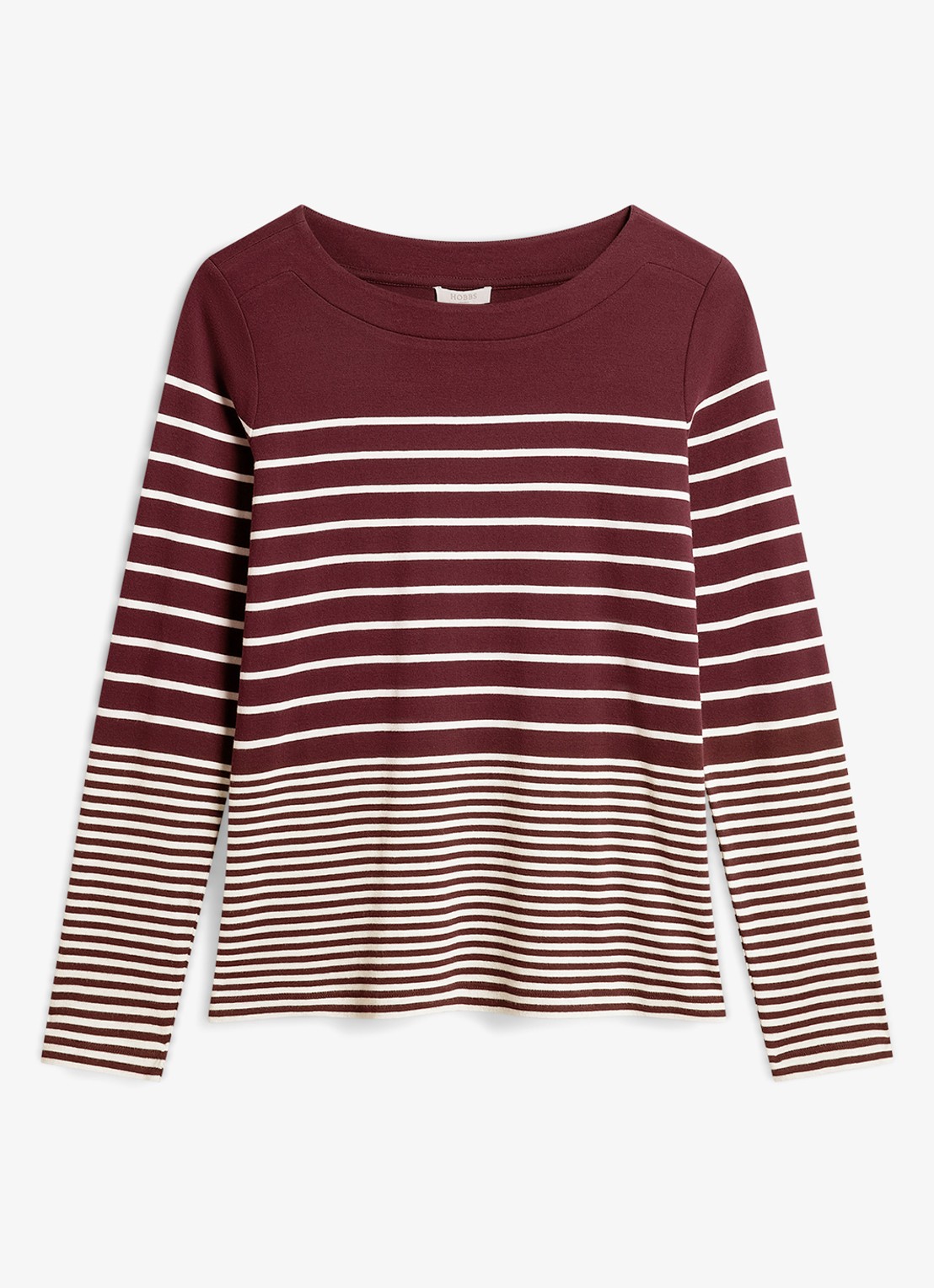 Hobbs Constance longsleeve met streepprint - voorkant 3 paars