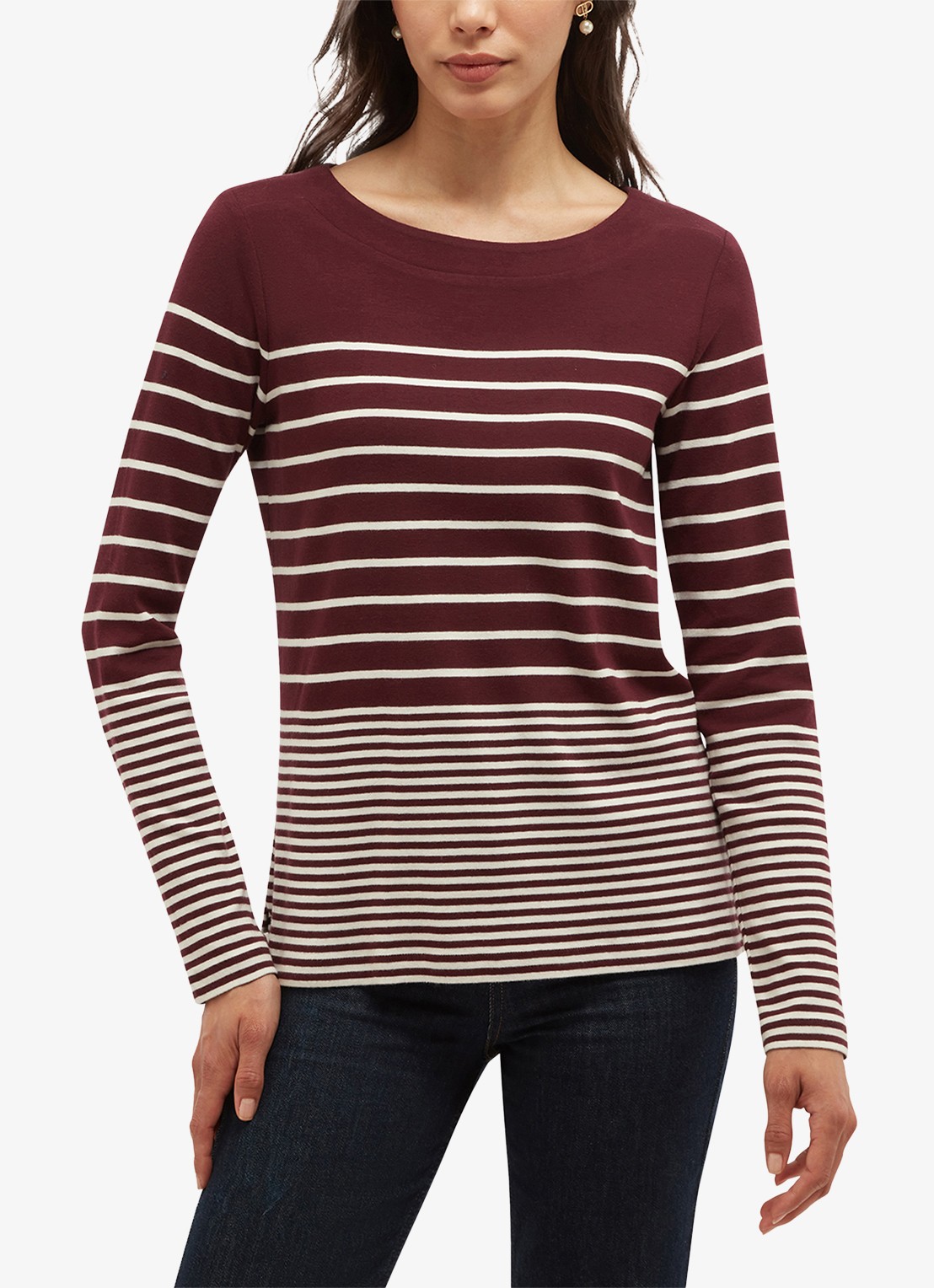 Hobbs Constance longsleeve met streepprint - voorkant 4 paars