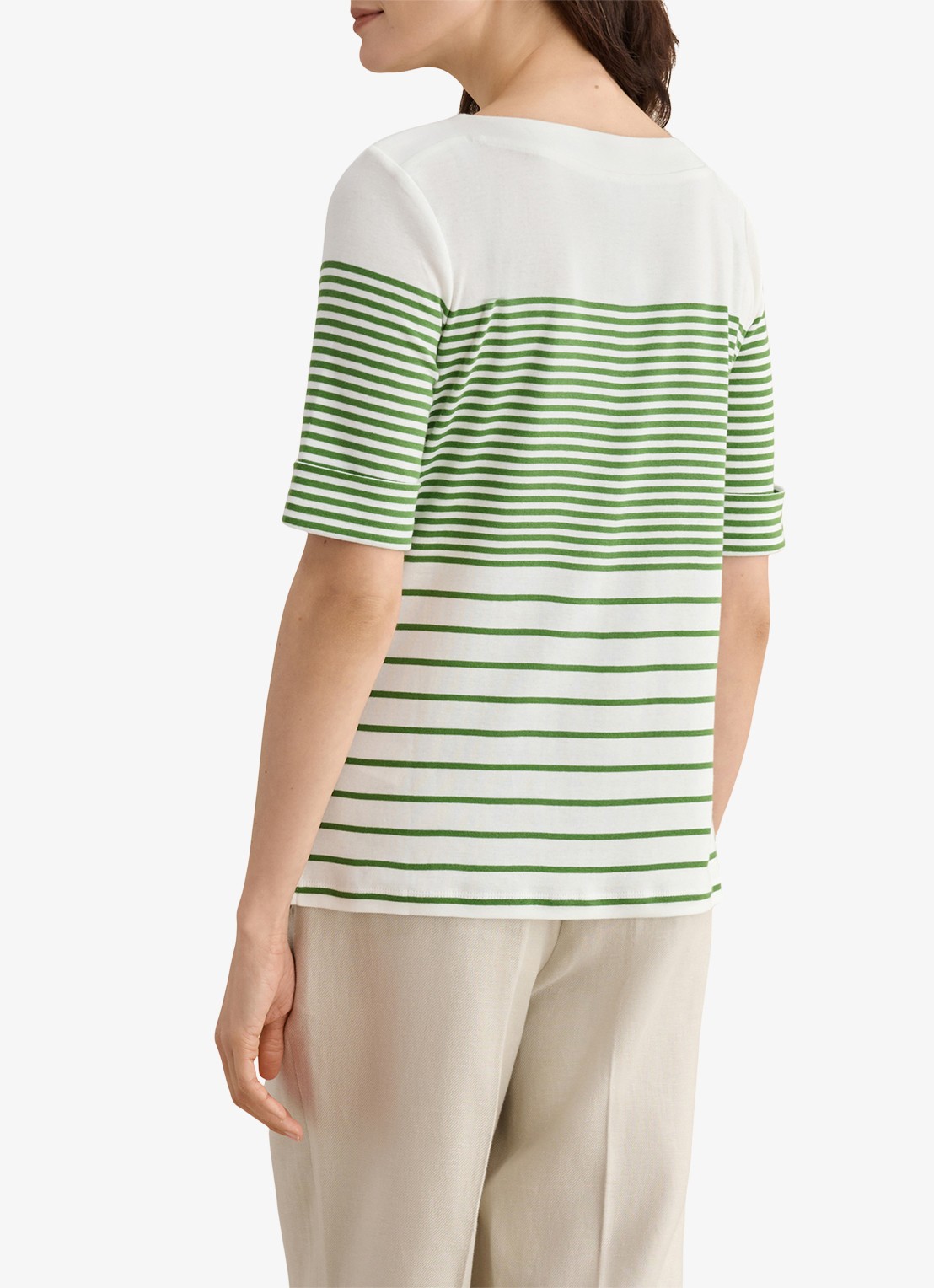 Hobbs Constance top met streepprint  - achterkant 3 groen