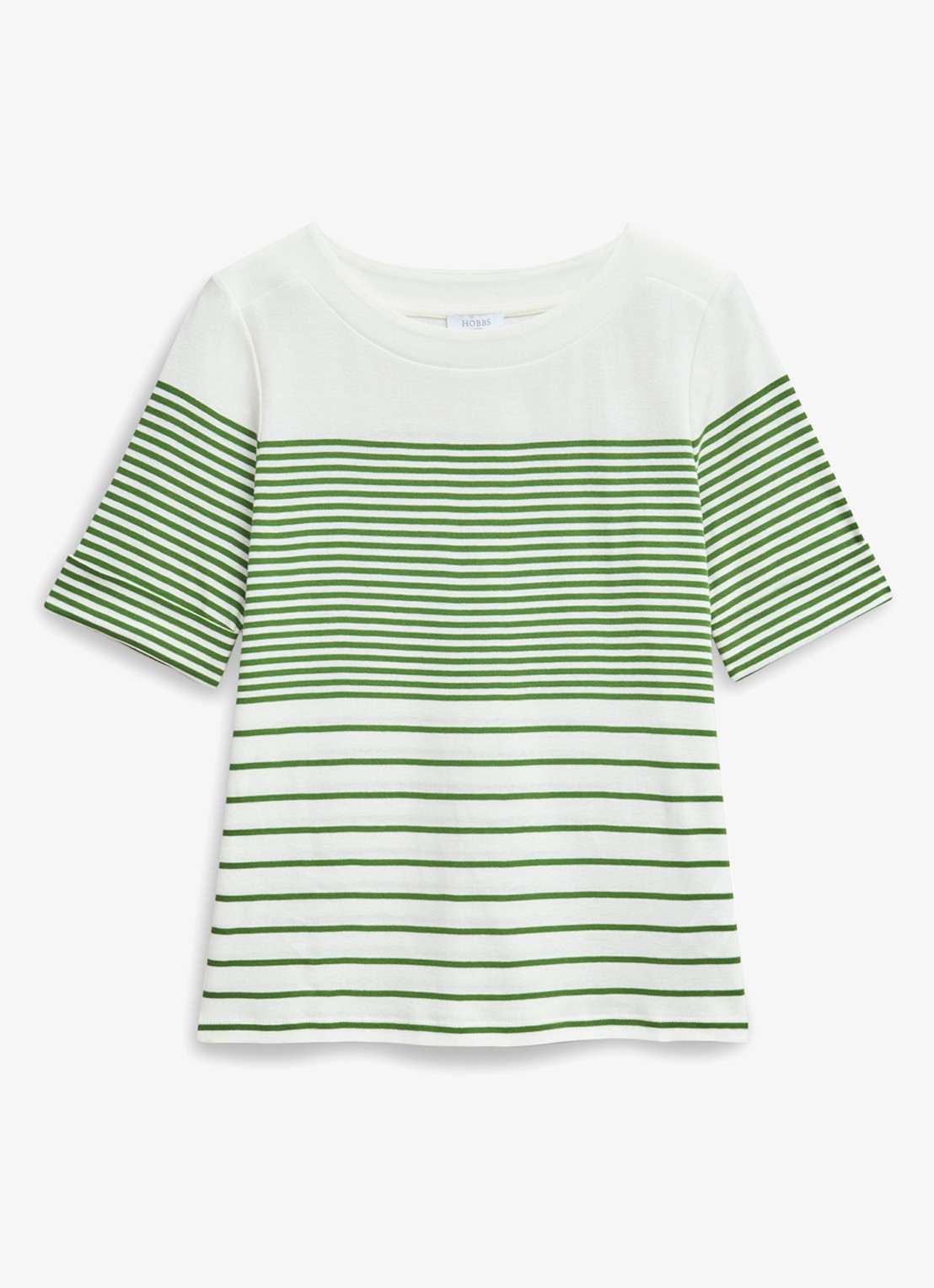 Hobbs Constance top met streepprint  - voorkant groen