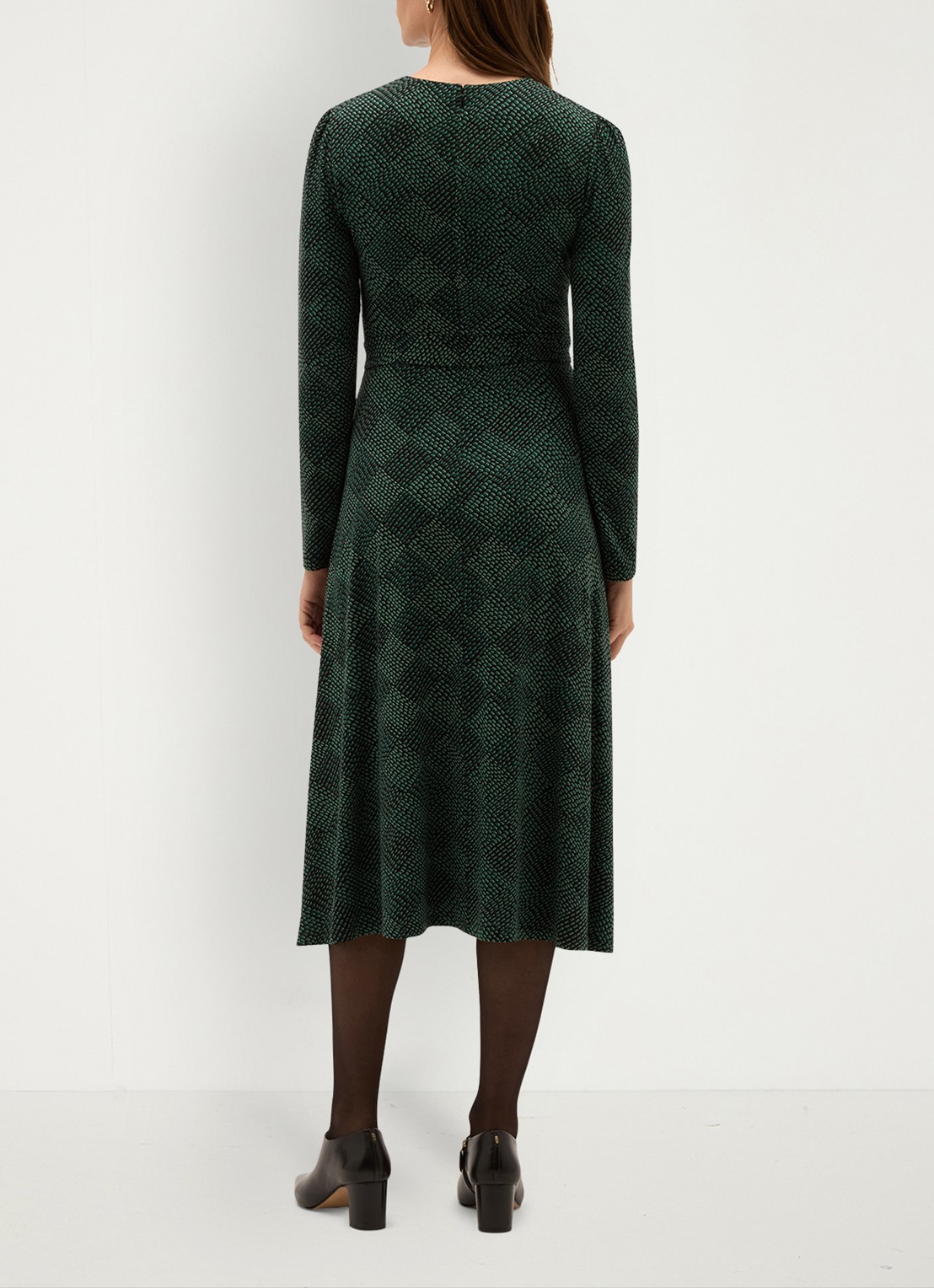 Hobbs Dakota midi jurk met ruit dessin - achterkant 3 groen