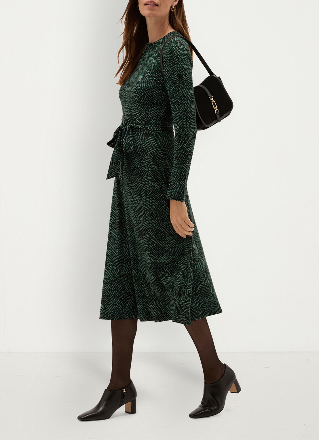 Hobbs Dakota midi jurk met ruit dessin - detail 6 groen