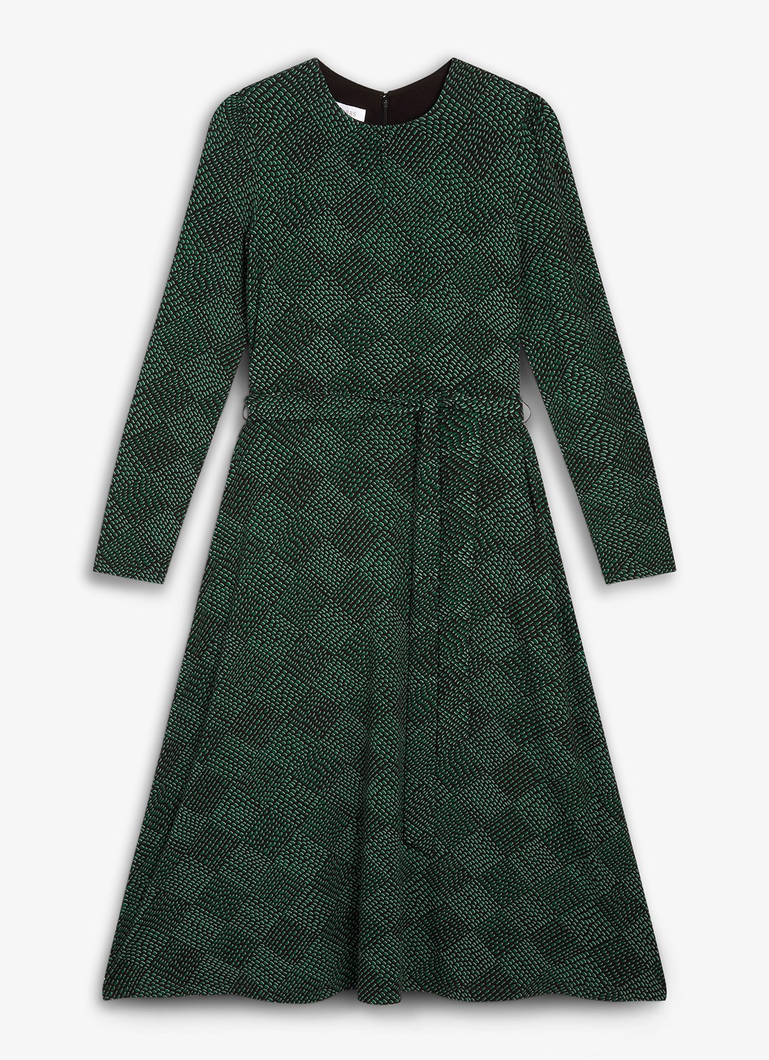 Hobbs Dakota midi jurk met ruit dessin - voorkant groen