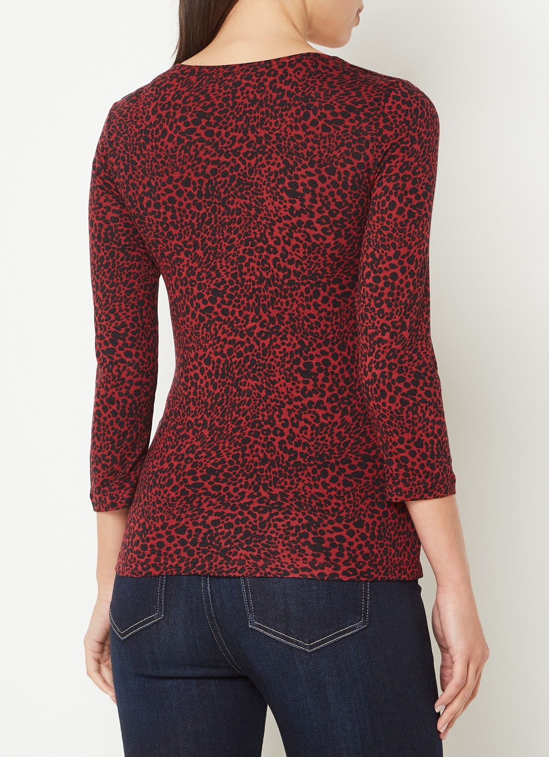 Hobbs Debbie top met dierenprint - achterkant 2 donkerrood