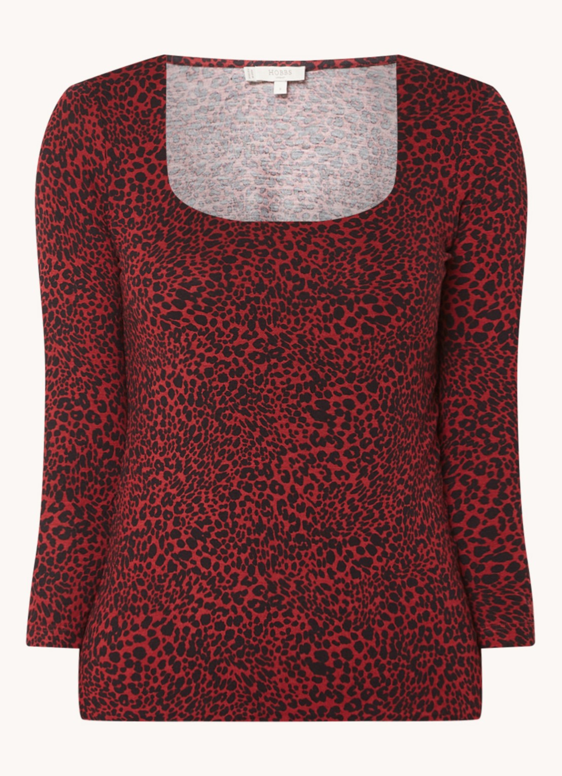 Hobbs Debbie top met dierenprint - voorkant 3 donkerrood