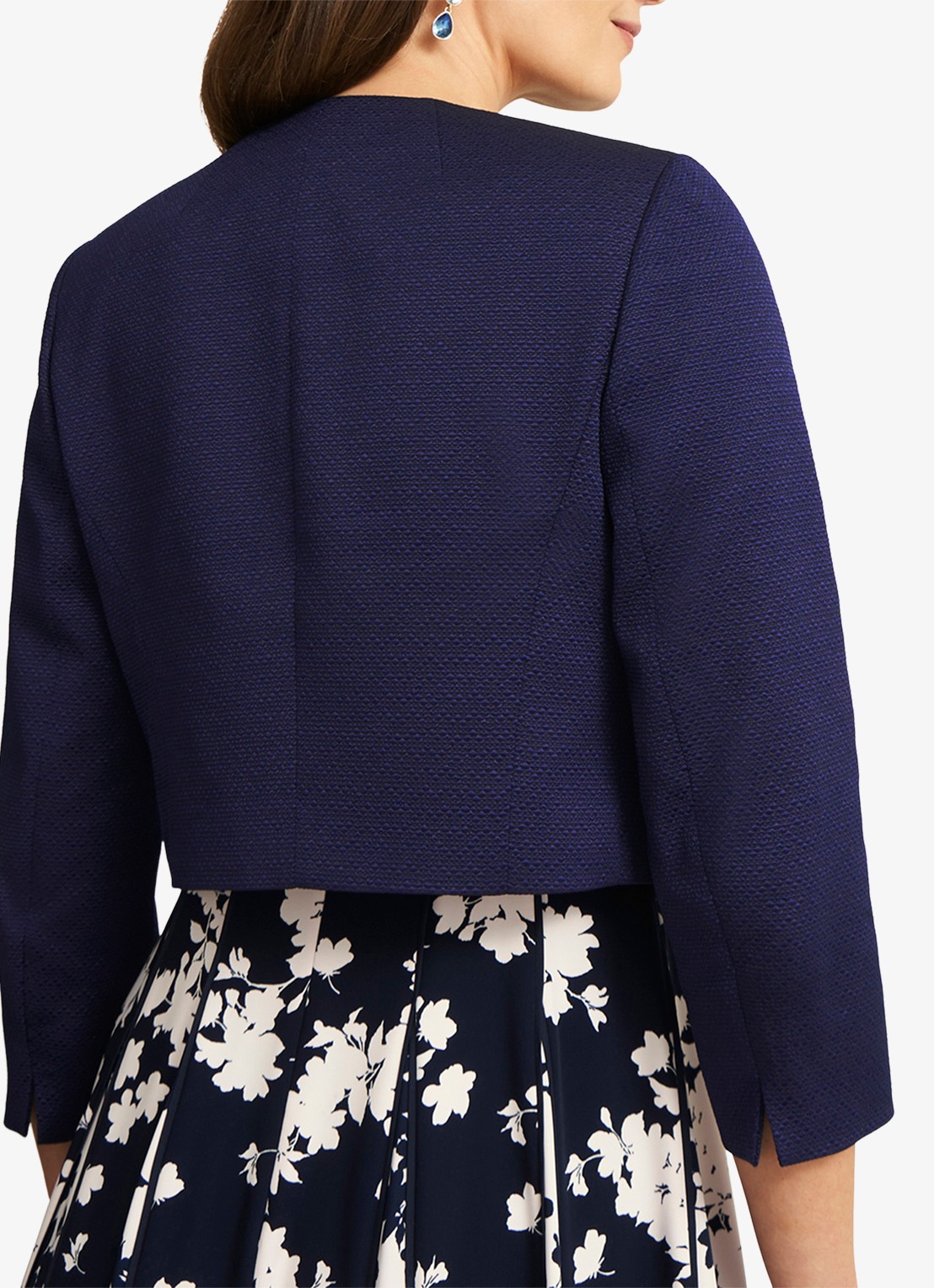 Hobbs Elize bolero met structuur - achterkant 5 donkerblauw