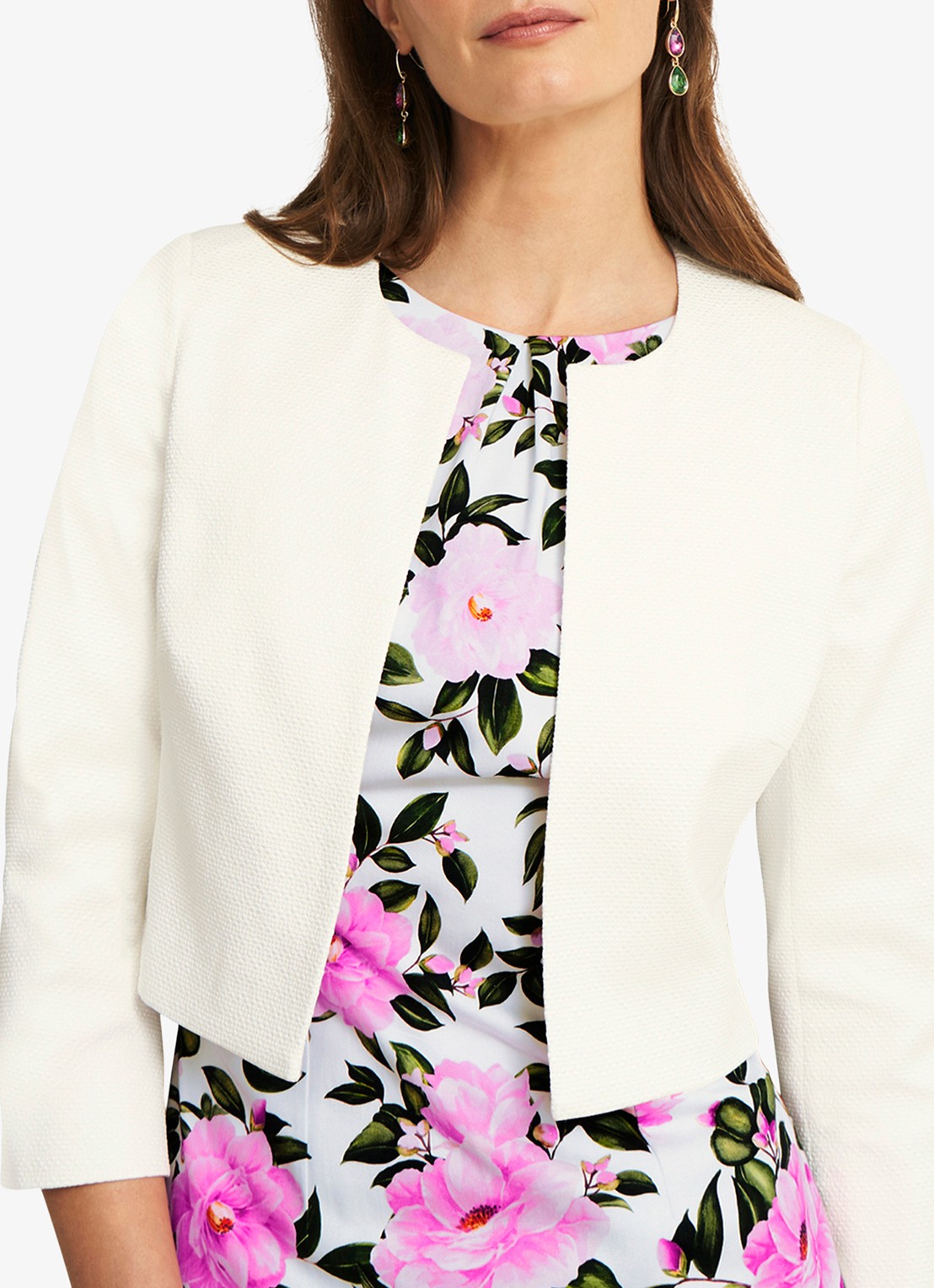 Hobbs Elize bolero met structuur - detail 2 ivoor