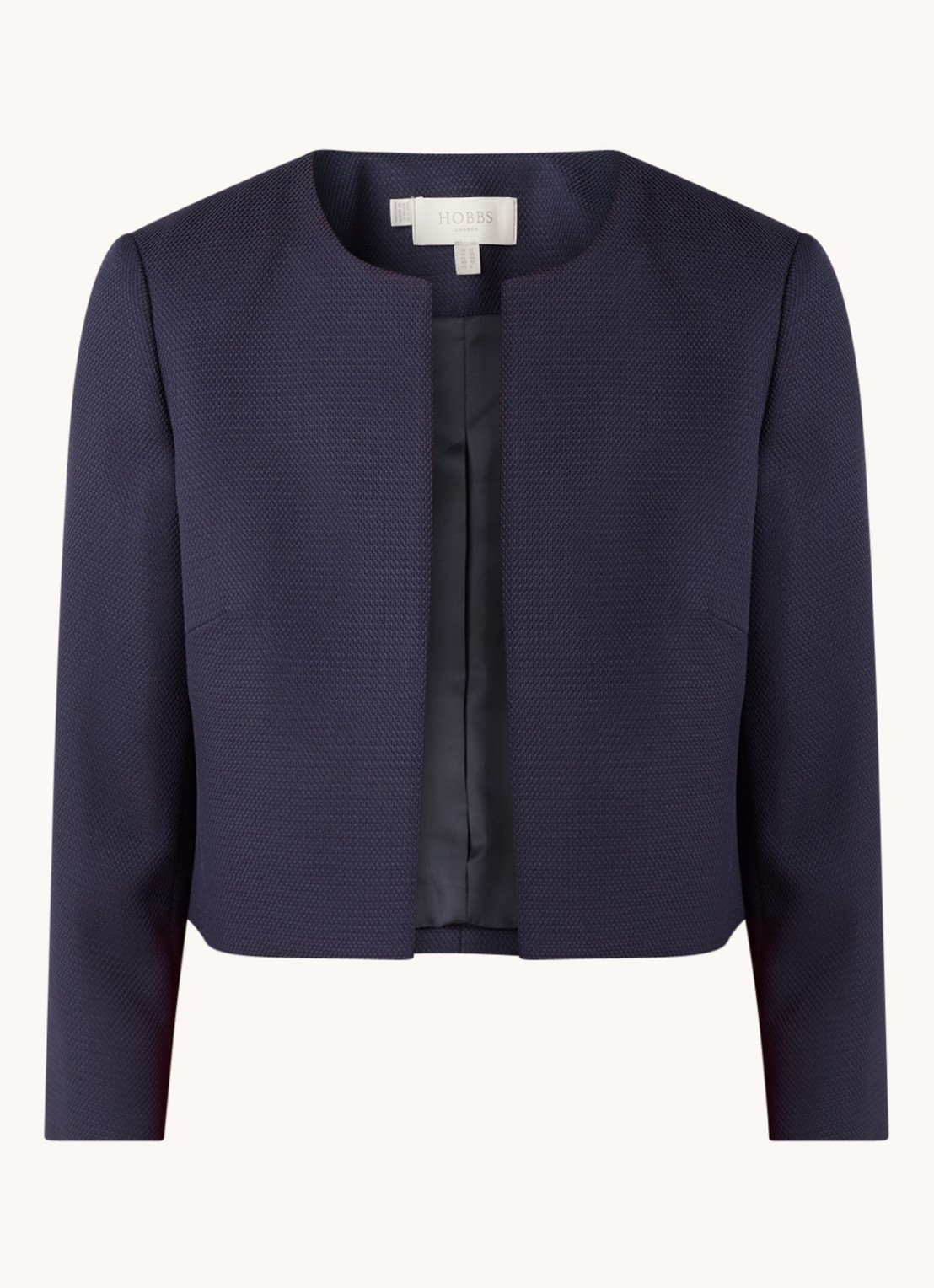 Hobbs Elize cropped blazer met structuur - voorkant 2 donkerblauw
