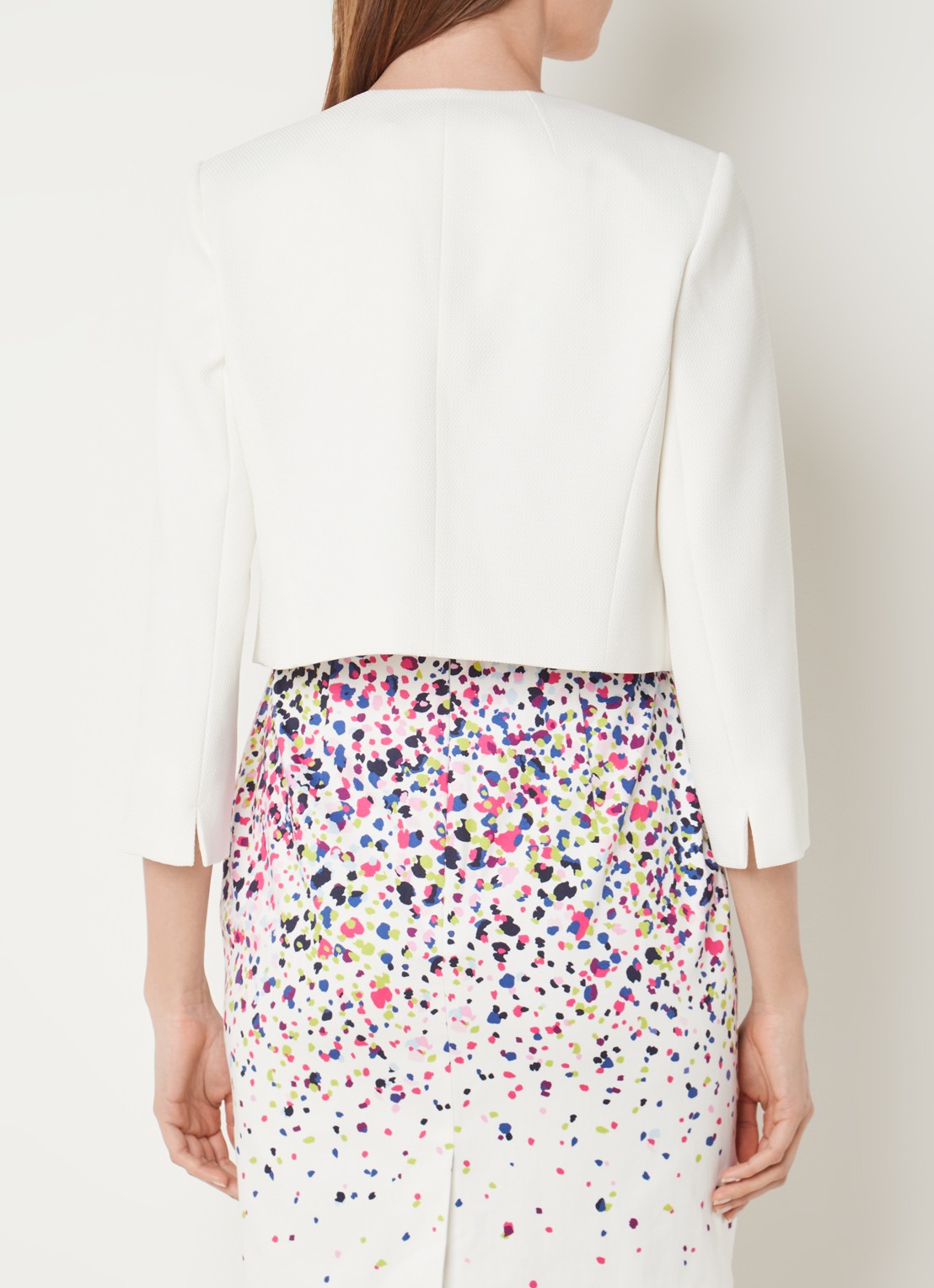 Hobbs Elize openvallende cropped blazer met structuur - achterkant 3 wit