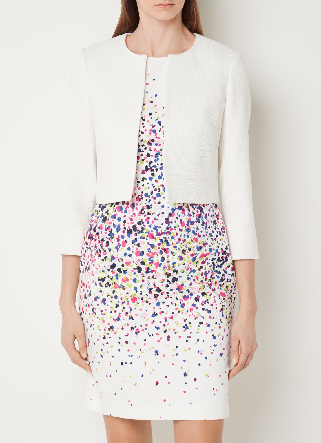 Hobbs Elize openvallende cropped blazer met structuur - detail 4 wit
