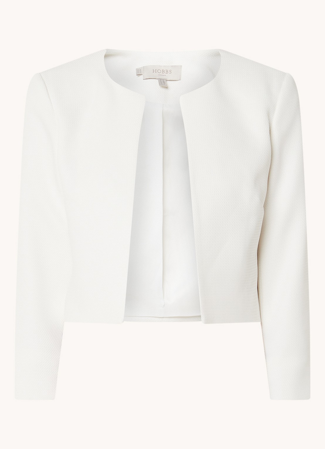 Hobbs Elize openvallende cropped blazer met structuur - voorkant wit