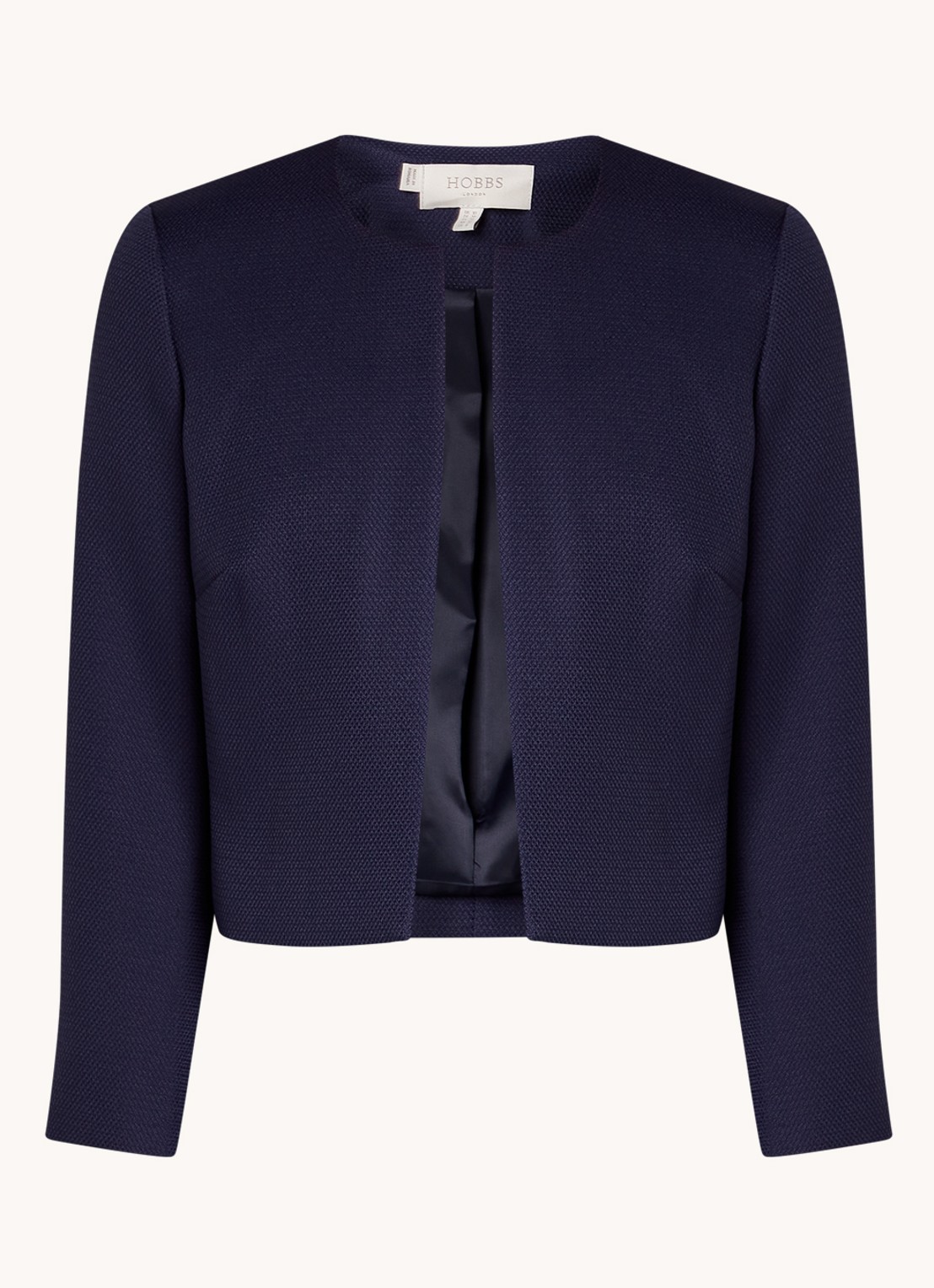 Hobbs Elize openvallende cropped blazer met structuur - voorkant donkerblauw