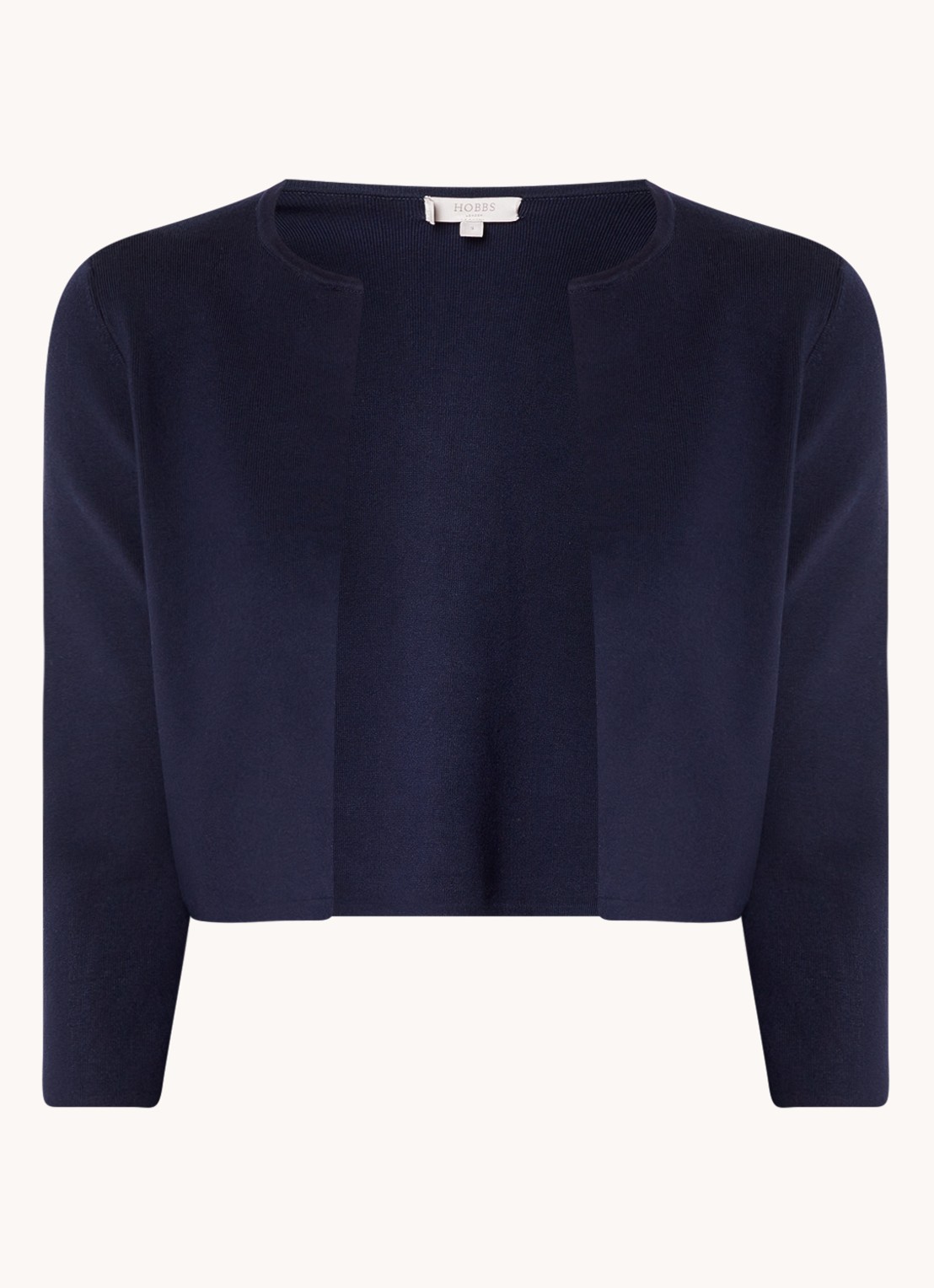 Hobbs Ella fijngebreid cropped vest in lyocellblend  - voorkant donkerblauw