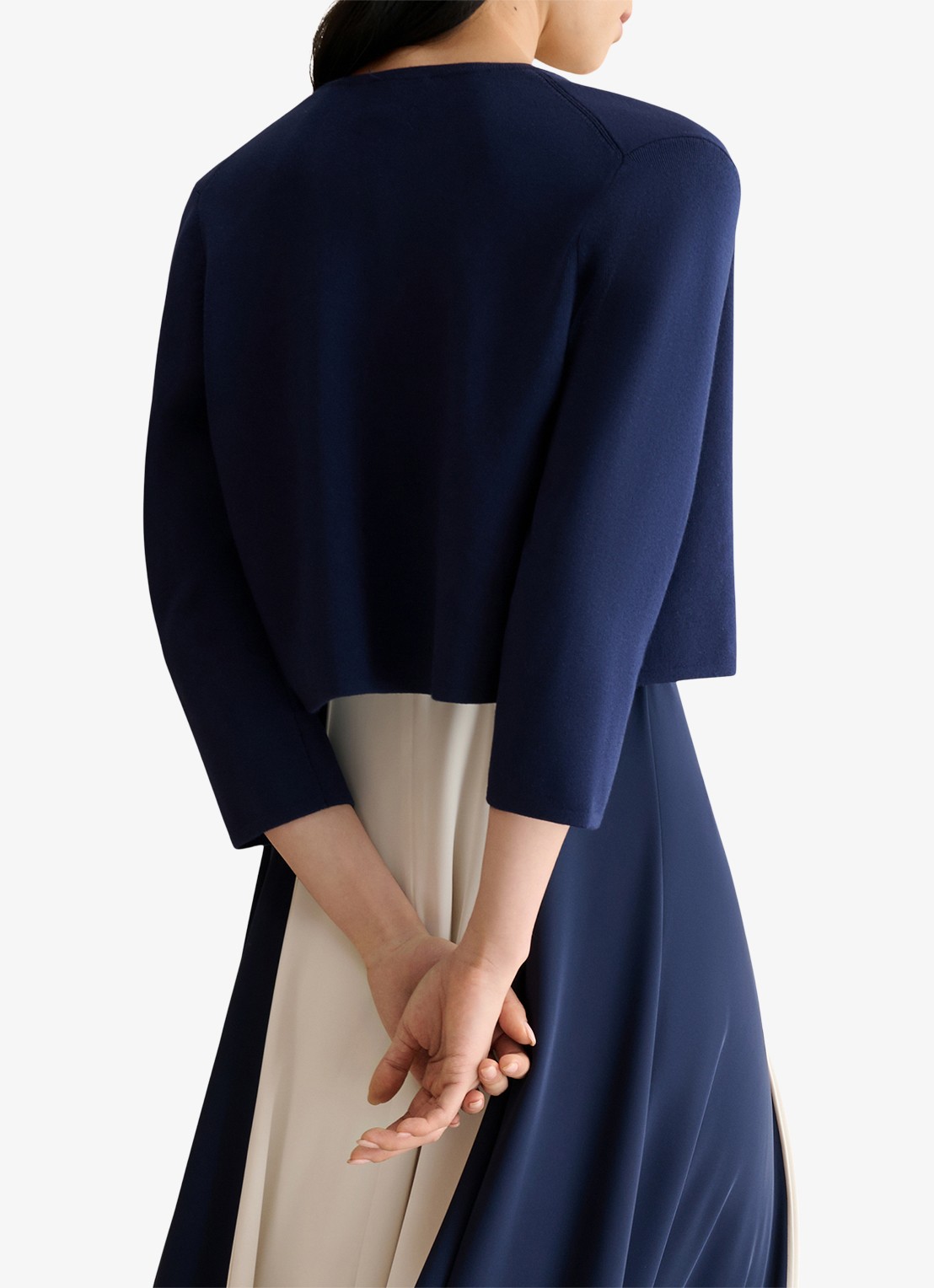 Hobbs Ella openvallende bolero - achterkant donkerblauw