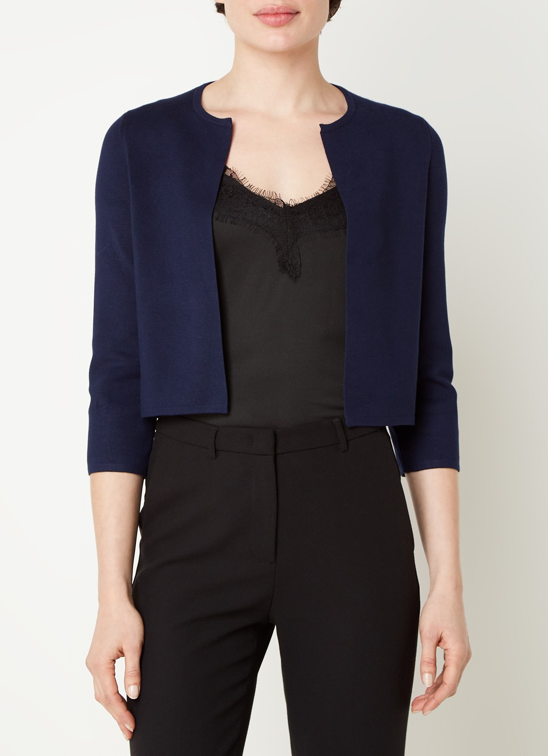 Hobbs Ella openvallende bolero - detail 5 donkerblauw