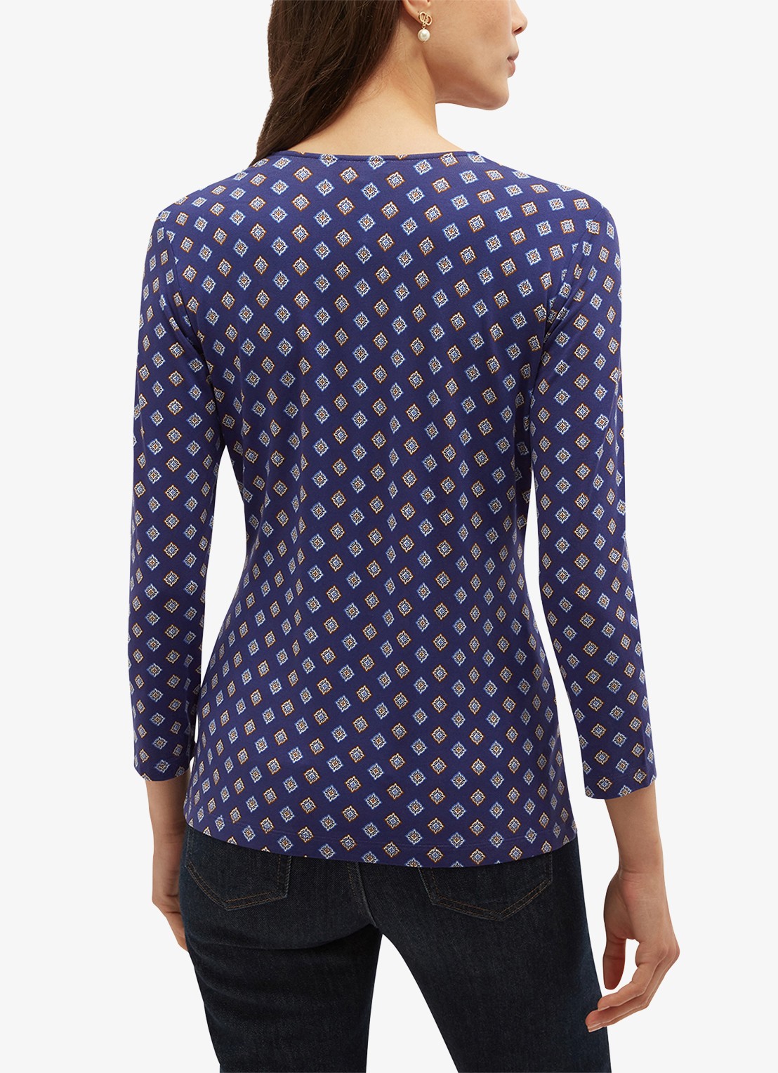 Hobbs Essie top met print - achterkant blauw