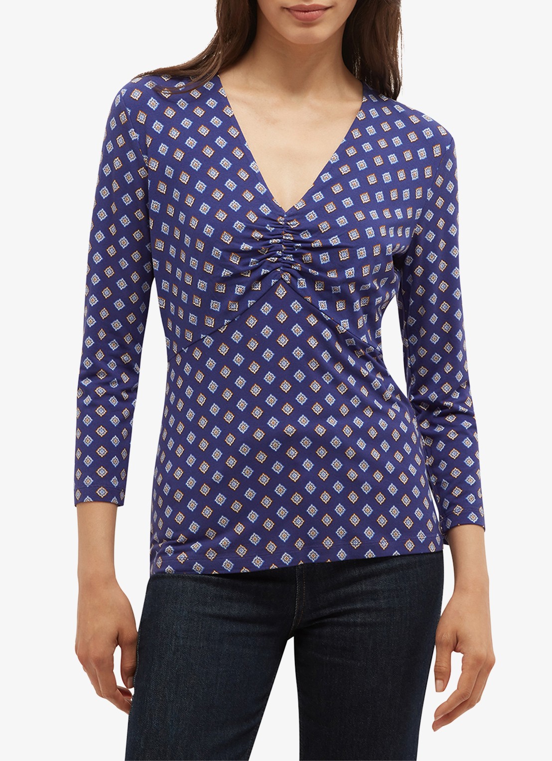 Hobbs Essie top met print - voorkant 2 blauw