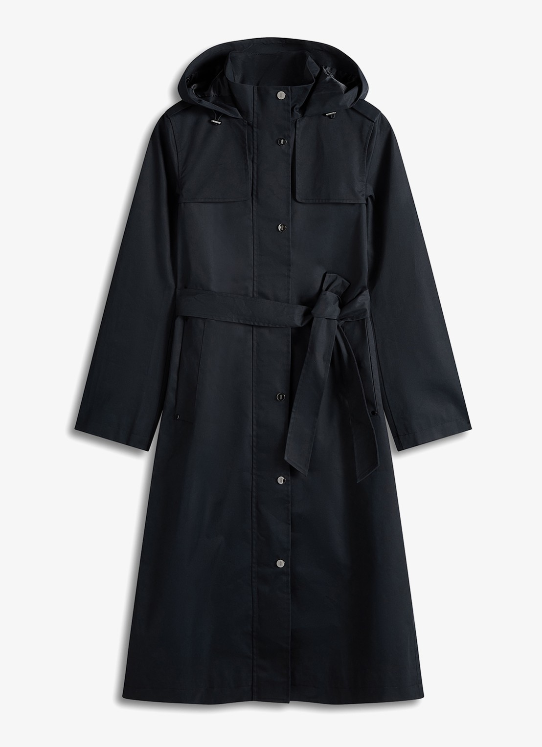Hobbs Felicia regenjas met capuchon en steekzakken - voorkant 2 donkerblauw