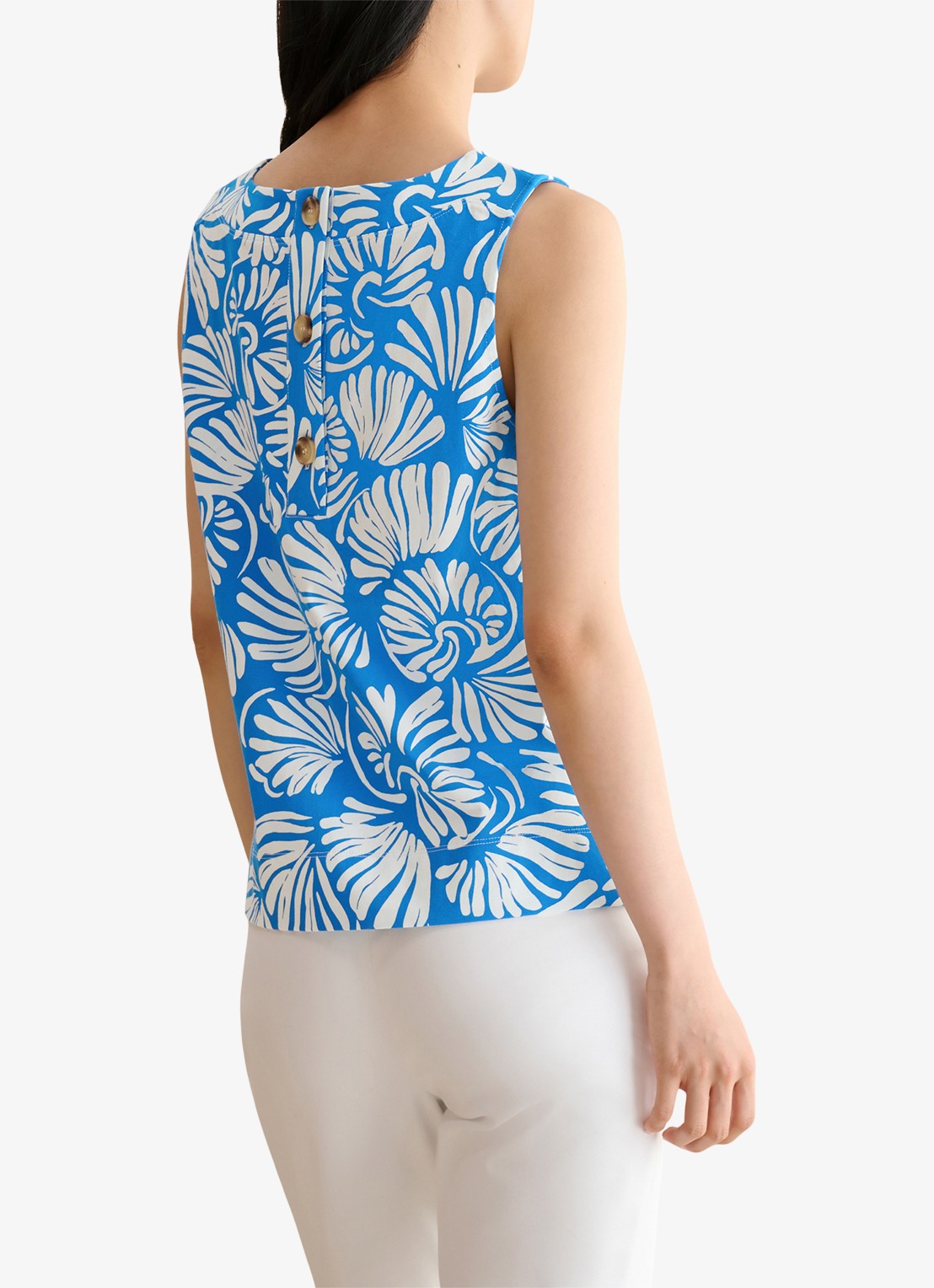 Hobbs Fern top met print - achterkant 4 blauw