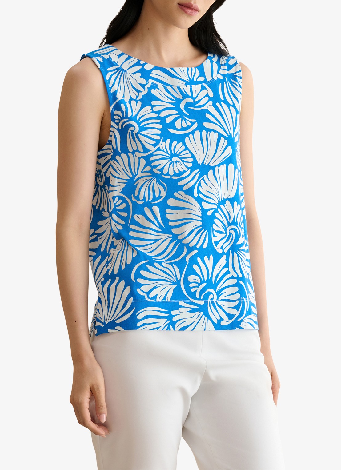 Hobbs Fern top met print - detail blauw
