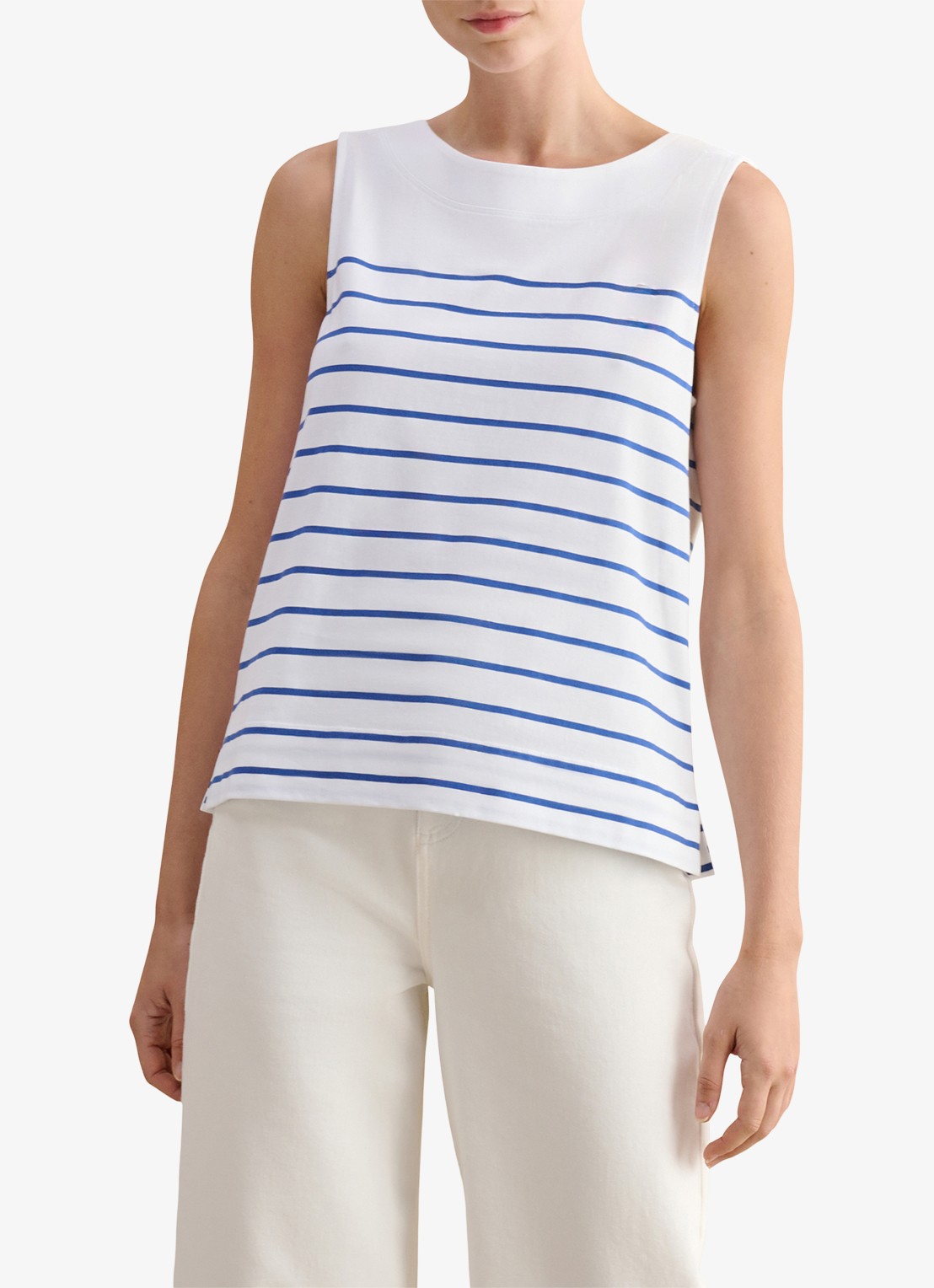 Hobbs Fern top met streepprint - detail 4 wit