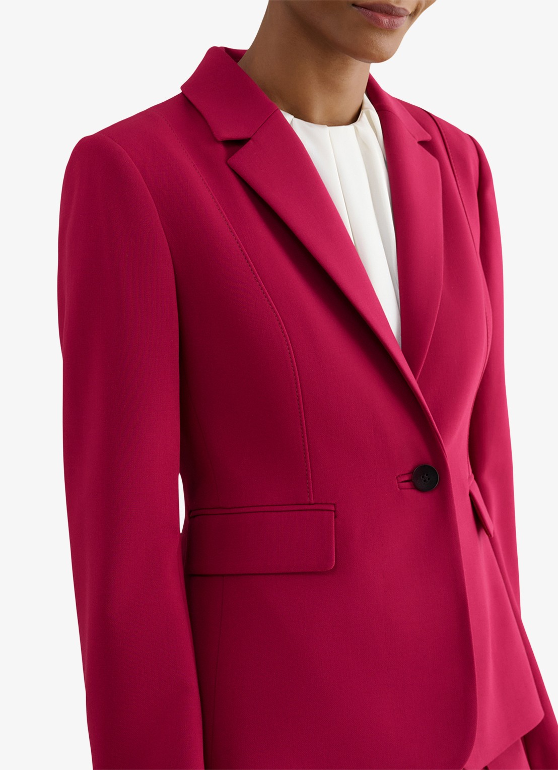 Hobbs Gemma blazer met klepzakken - detail 4 cranberryrood