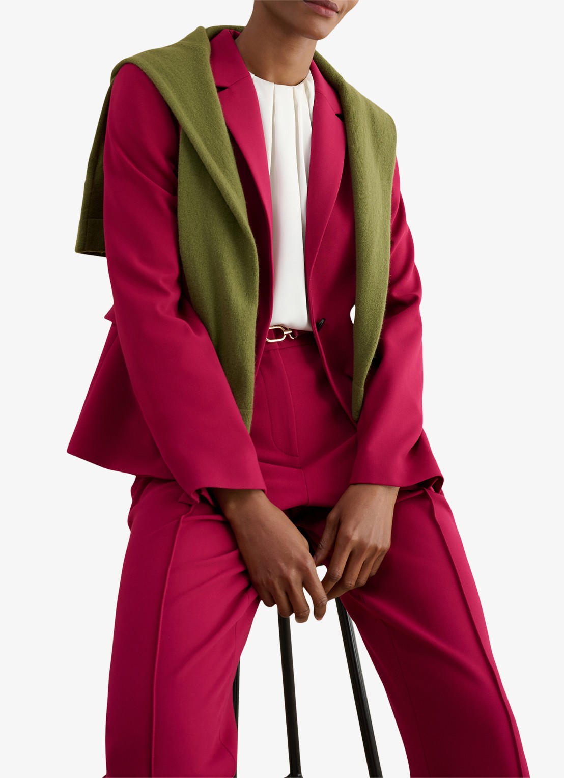 Hobbs Gemma blazer met klepzakken - detail 5 cranberryrood