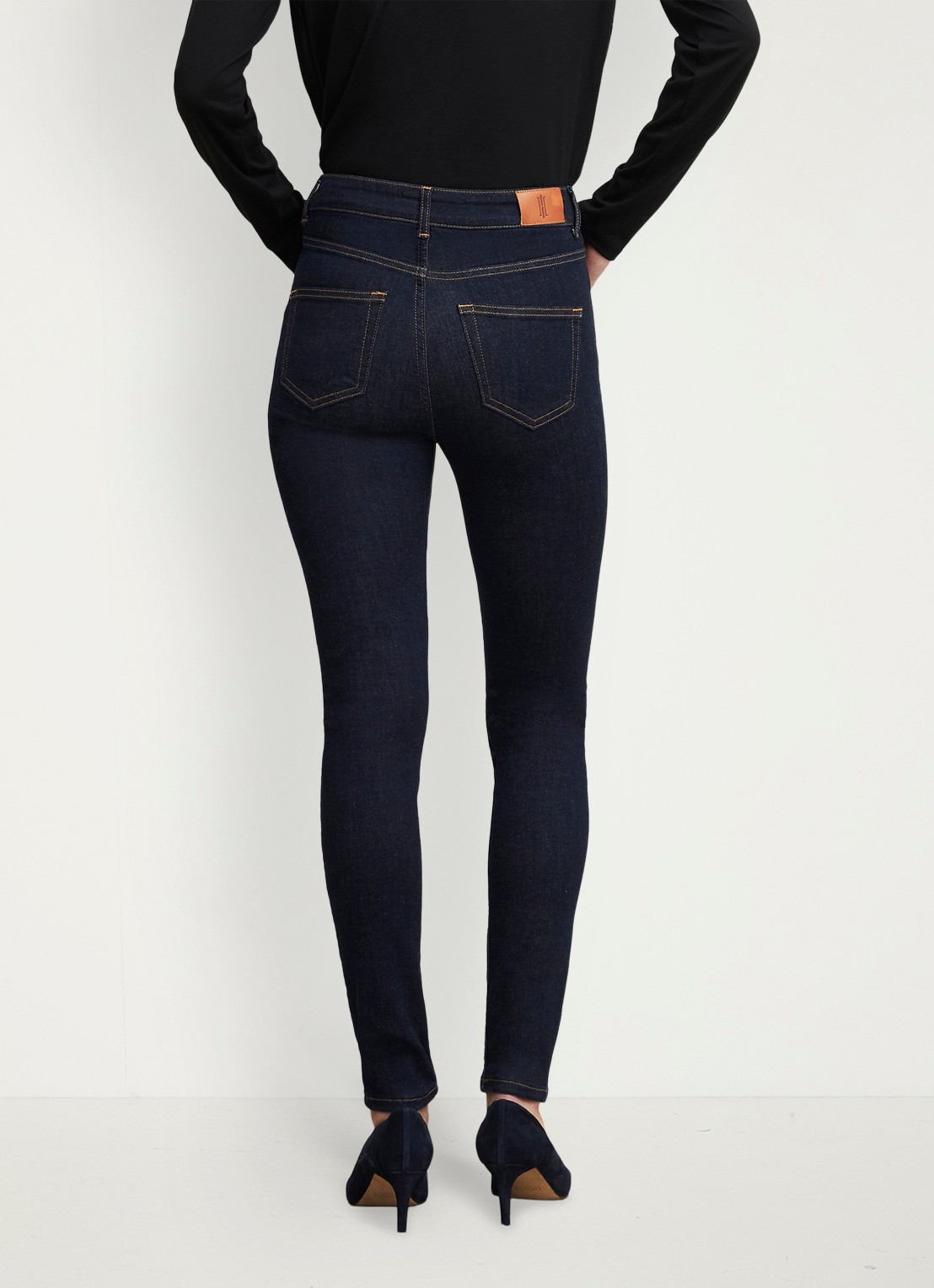 Hobbs Gia high waist skinny jeans met donkere wassing - achterkant 4 indigo