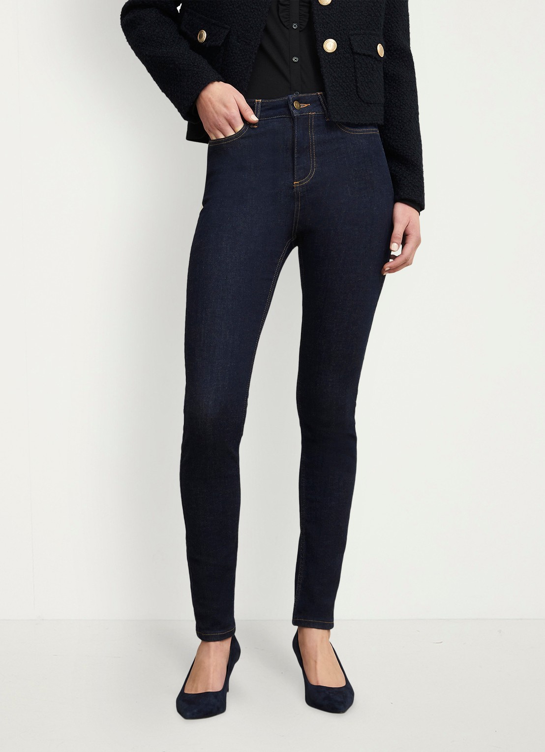Hobbs Gia high waist skinny jeans met donkere wassing - detail indigo